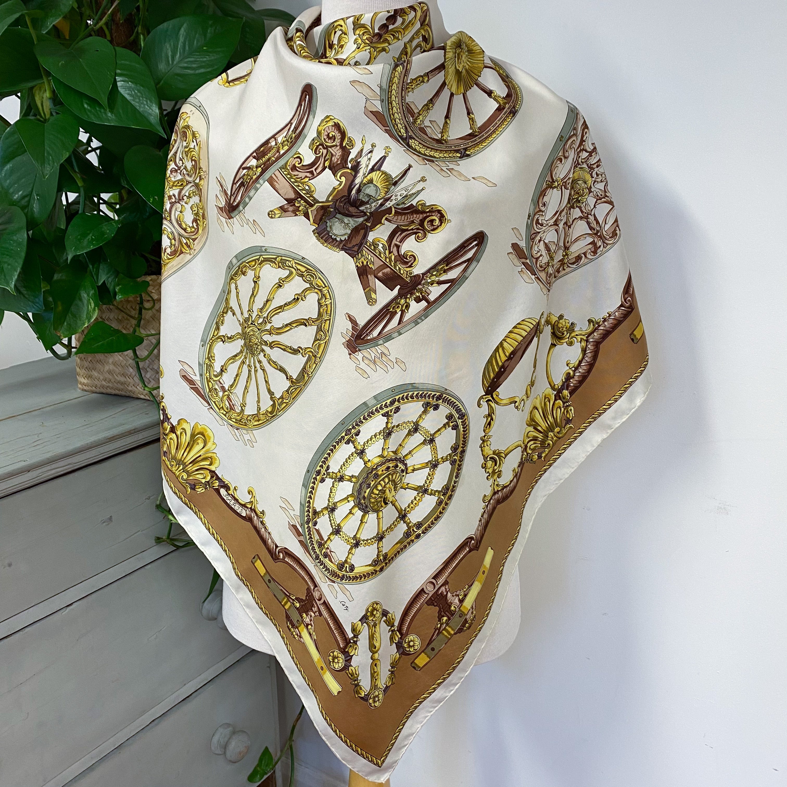 Hermes Roues de Canon Vintage Silk Scarf