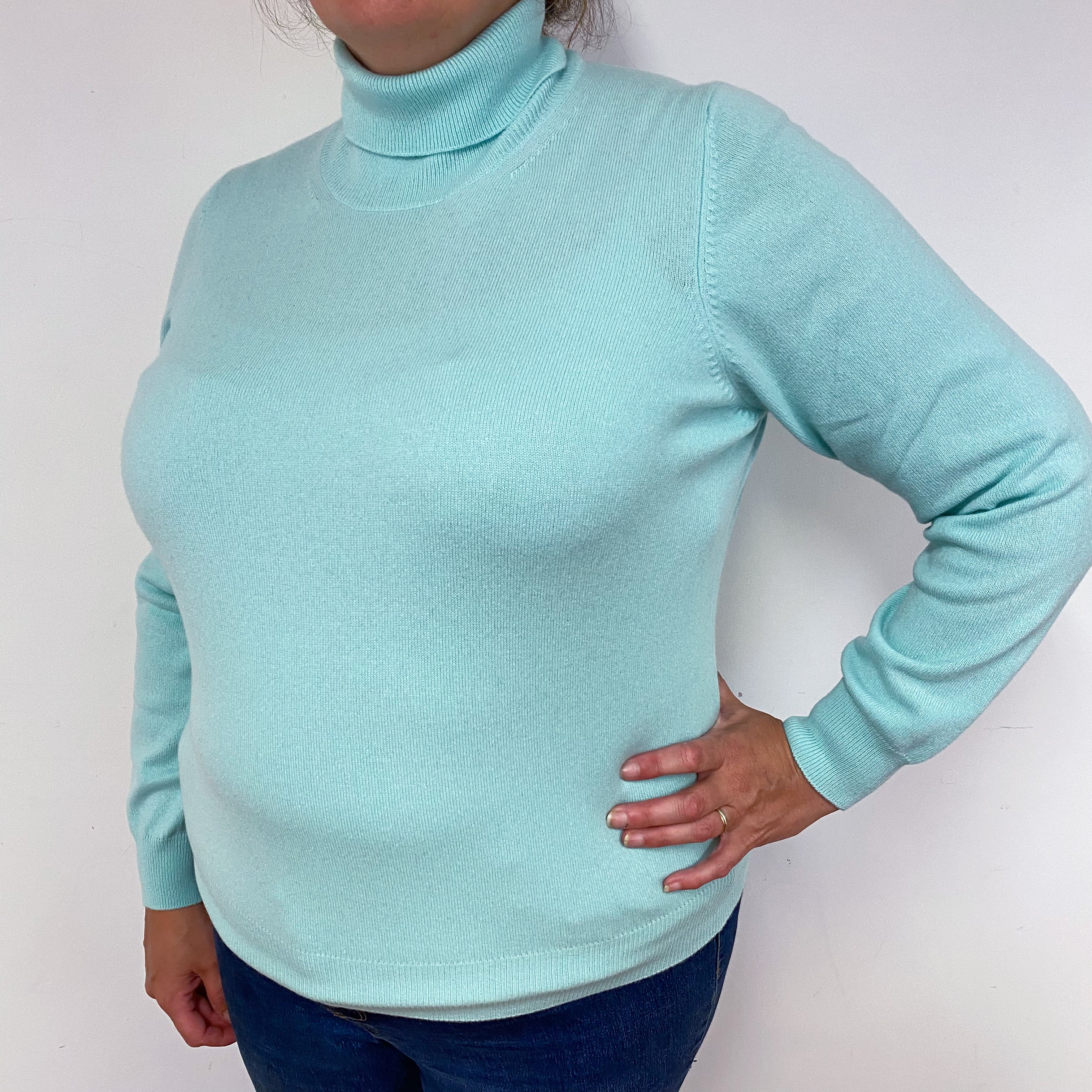 New Mint Green Polo Neck Jumper Extra  Large