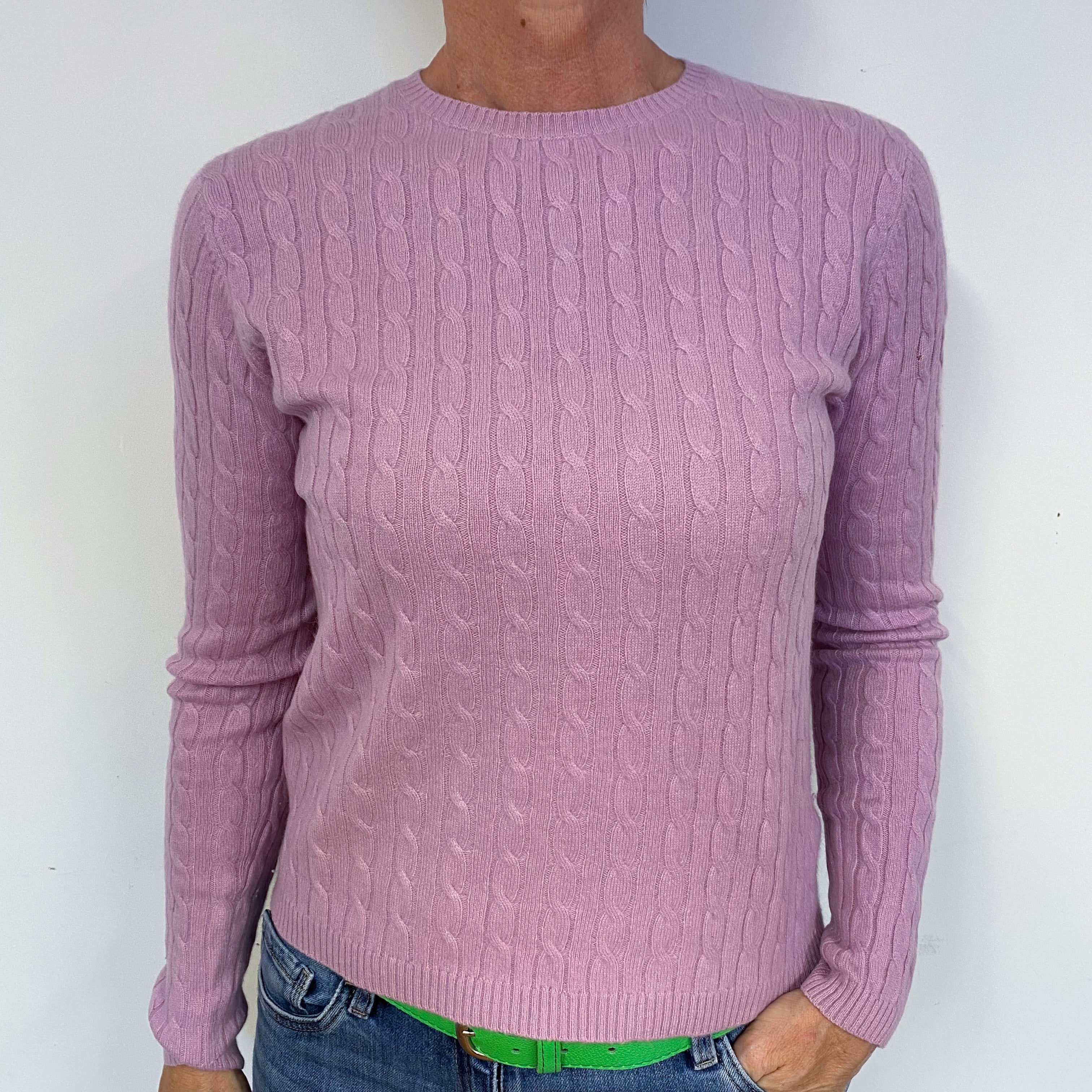 Mauve Cable Crew Neck Jumper Medium