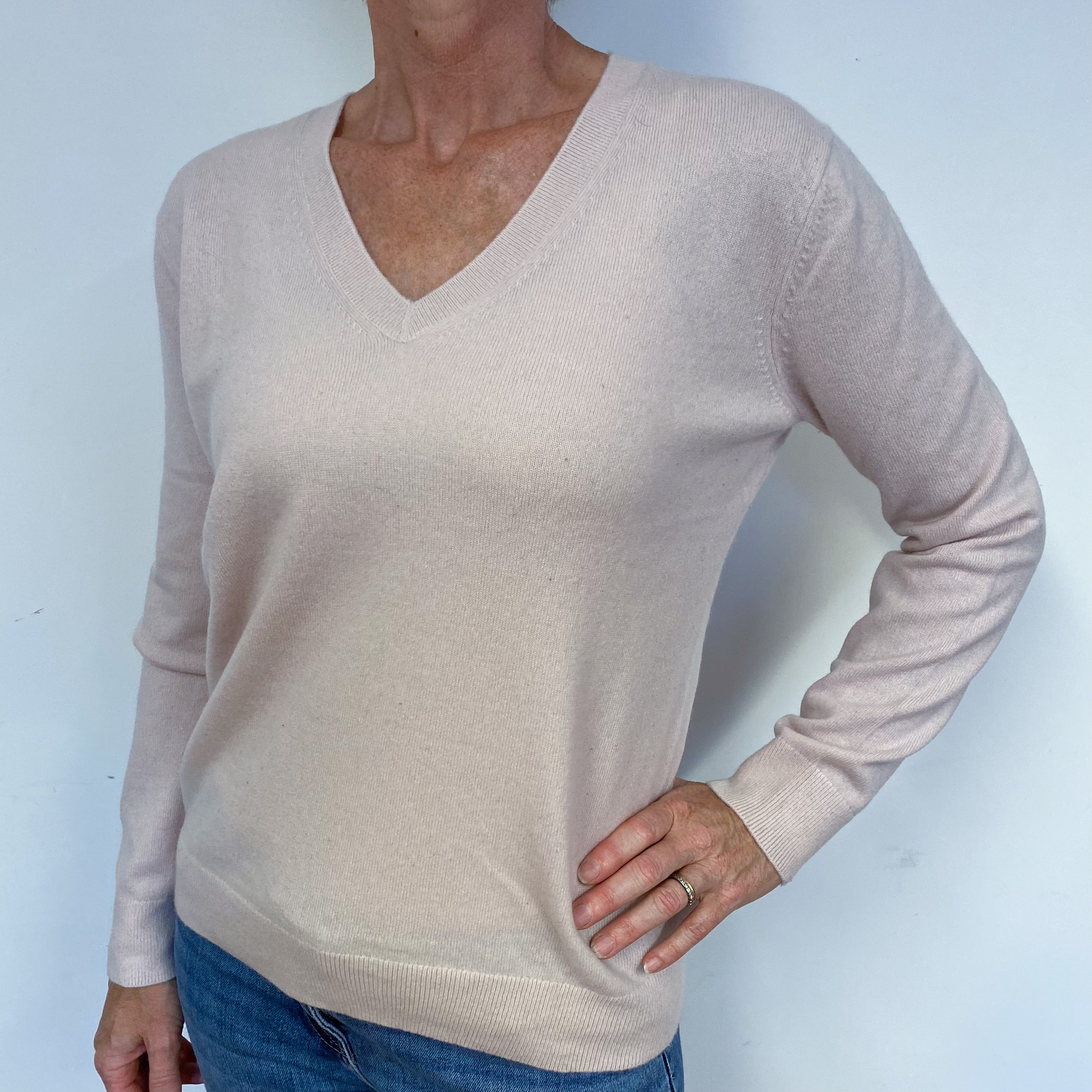 Ice Pink V Neck Jumper Medium