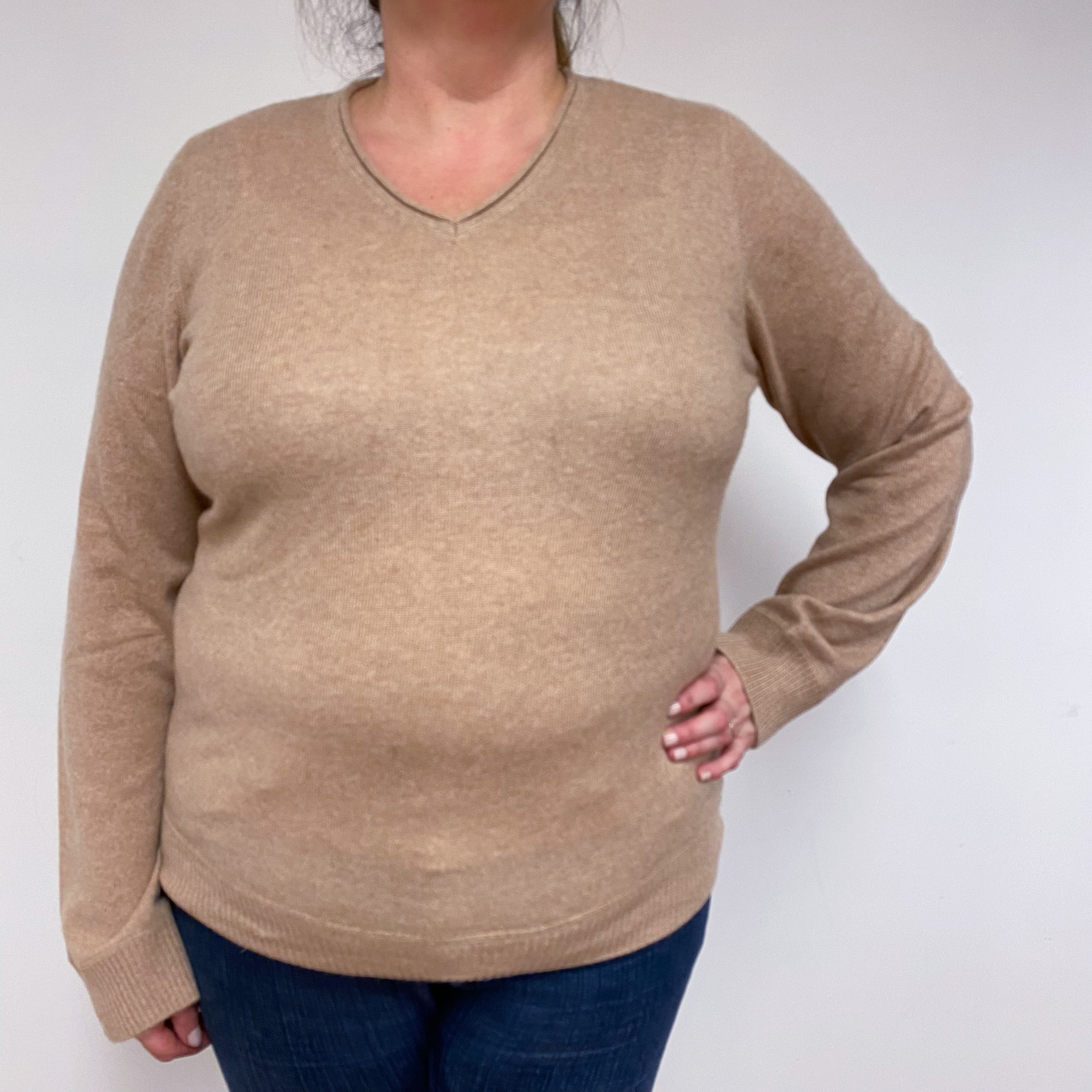 Camel V Neck Jumper Extra Large