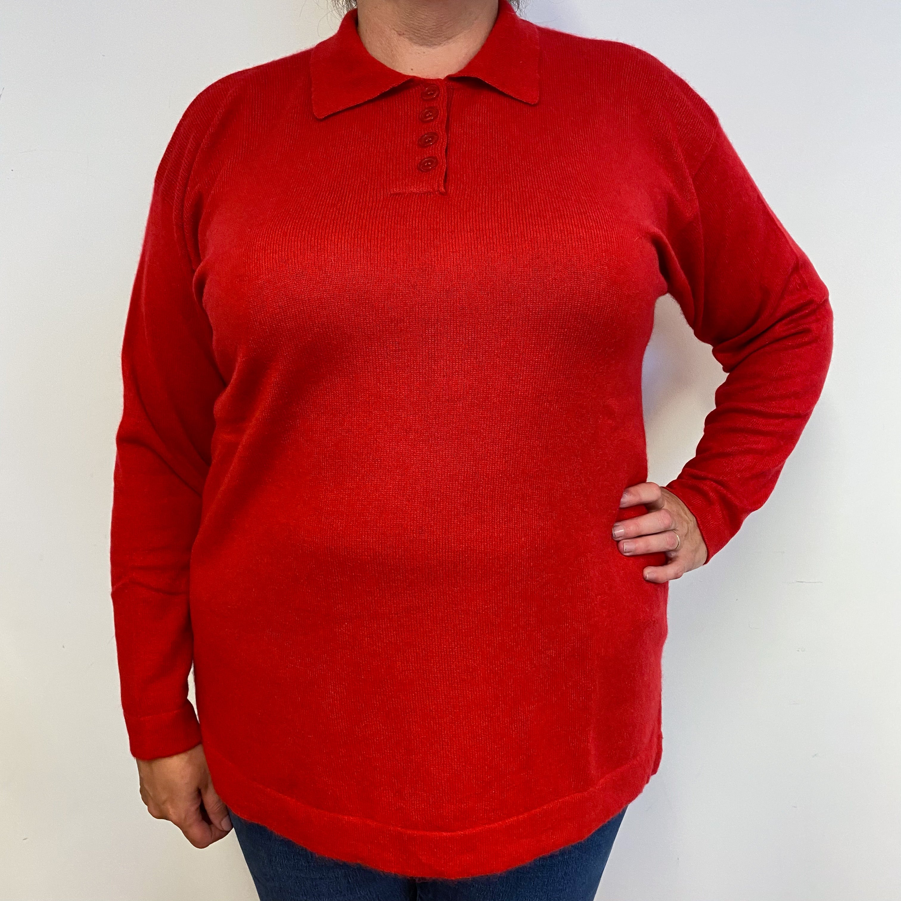 Scarlett Red 1/4 Buttoned Jumper Extra Extra Large