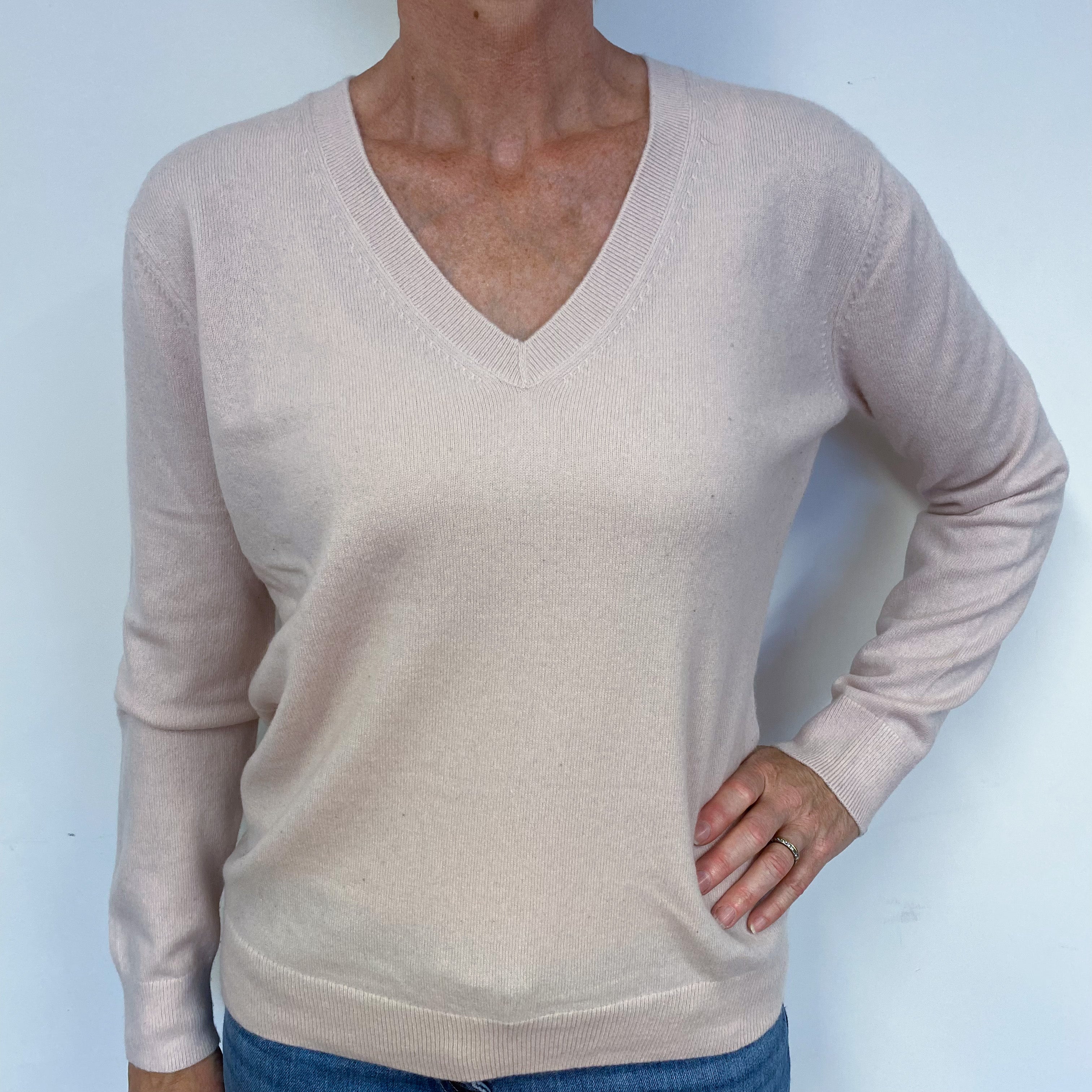 Ice Pink V Neck Jumper Medium