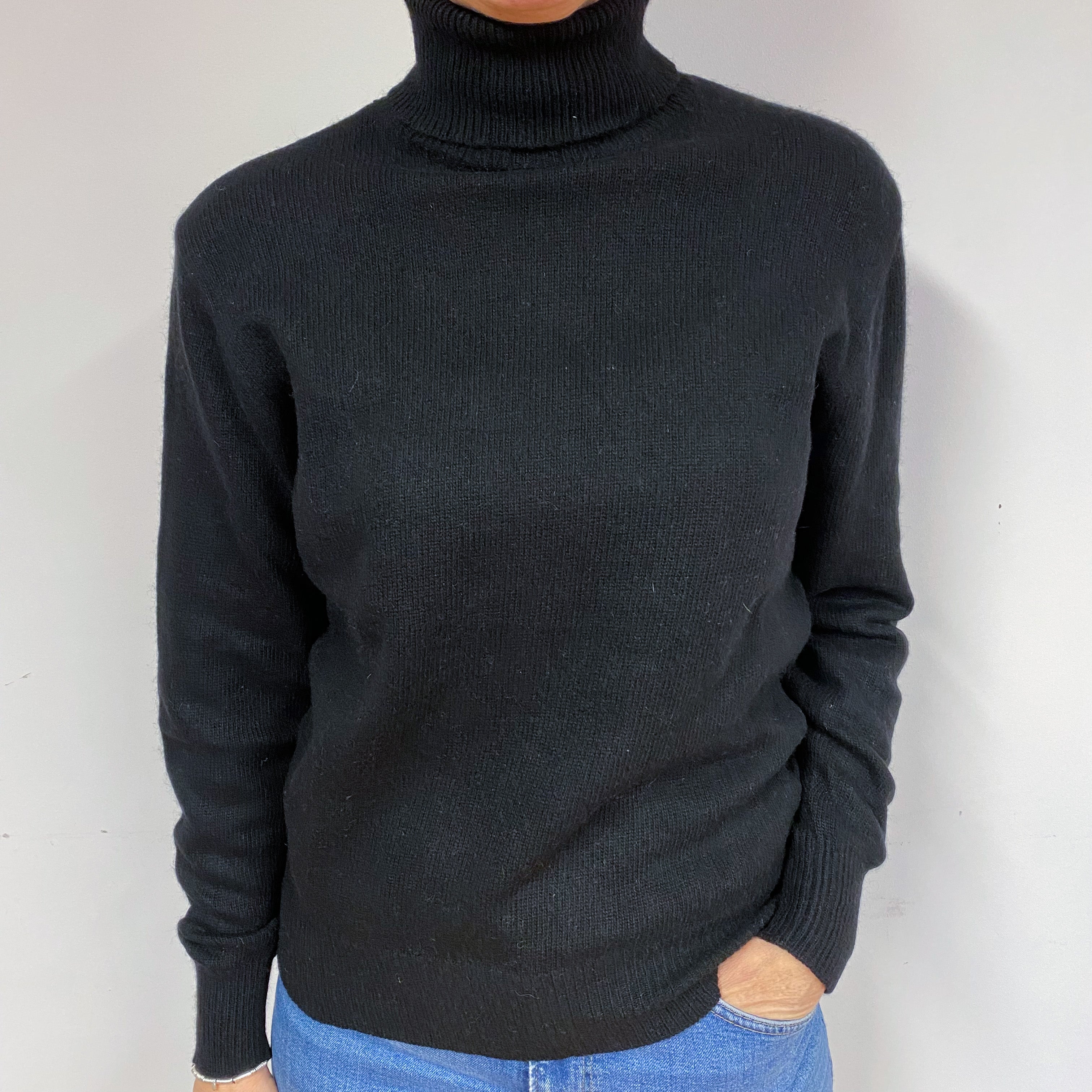 Vintage Black Polo Neck Jumer Medium