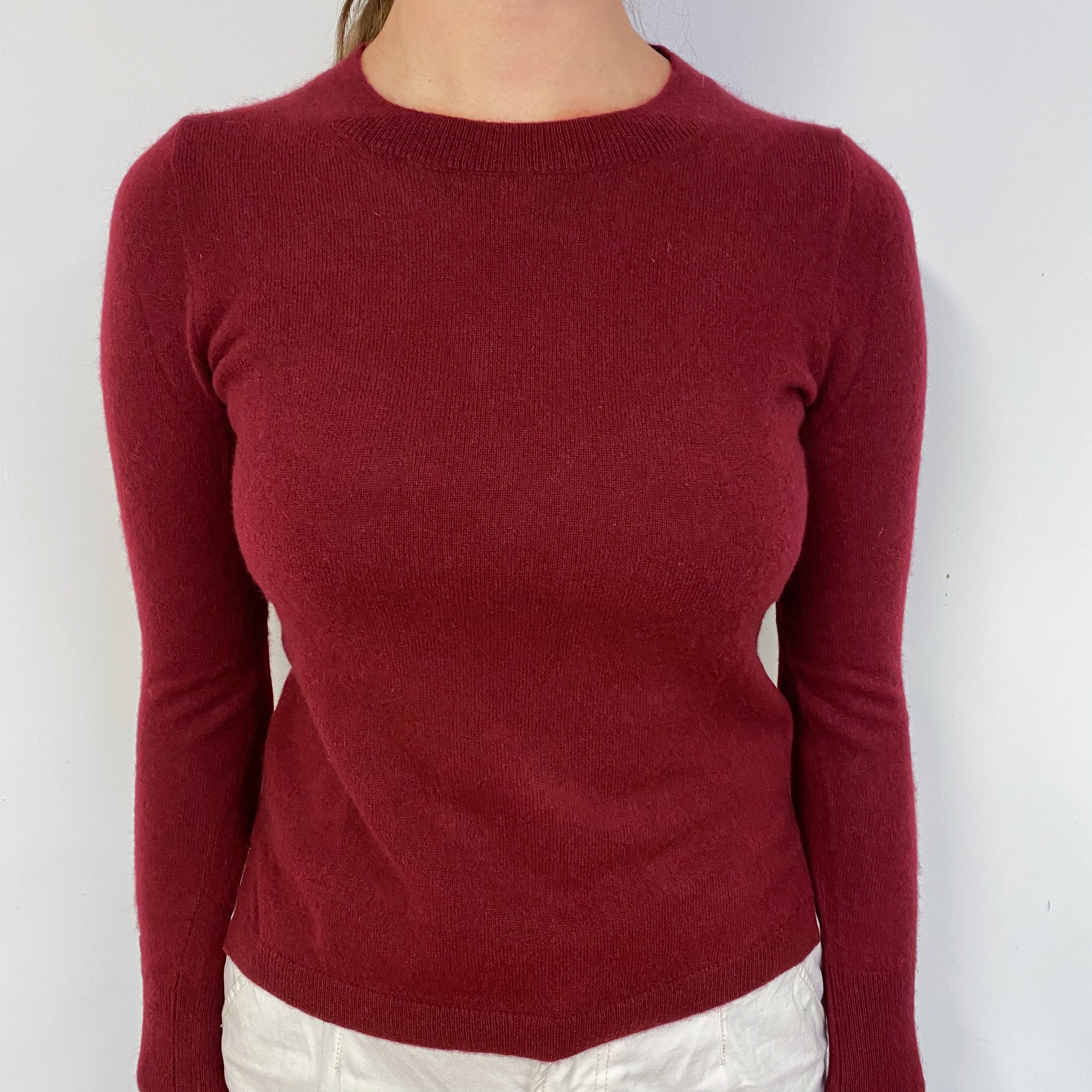 Wine Red Crew Neck Cashmere Jumper Small