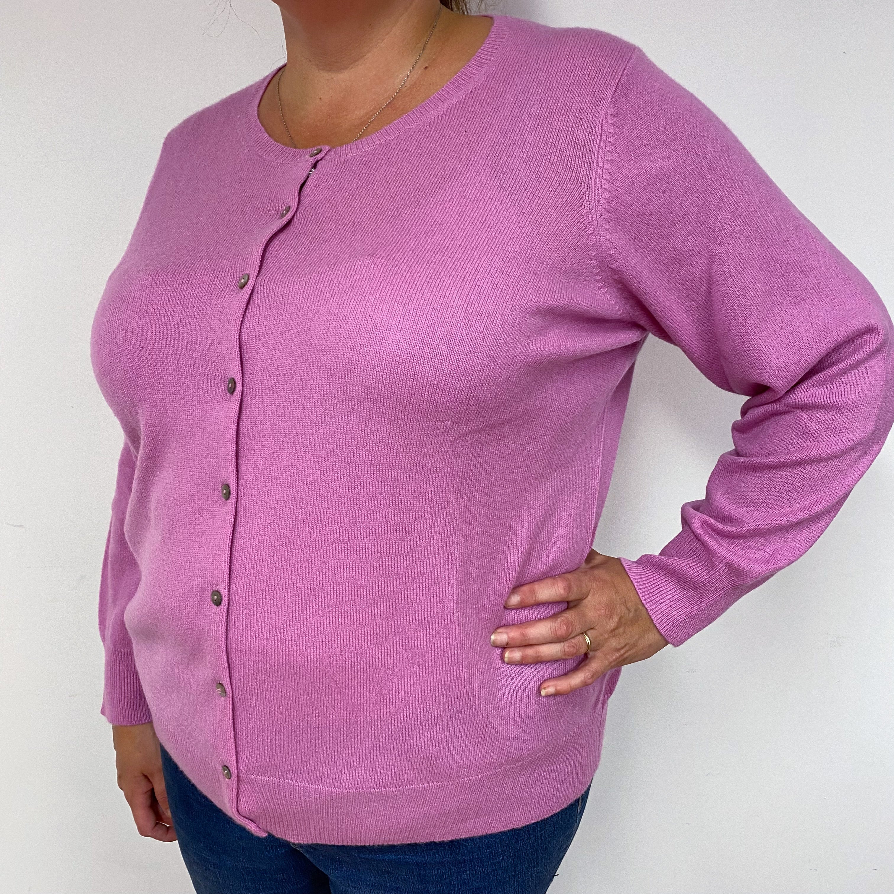 Mauve Pink Crew Neck Cardigan Extra  Large