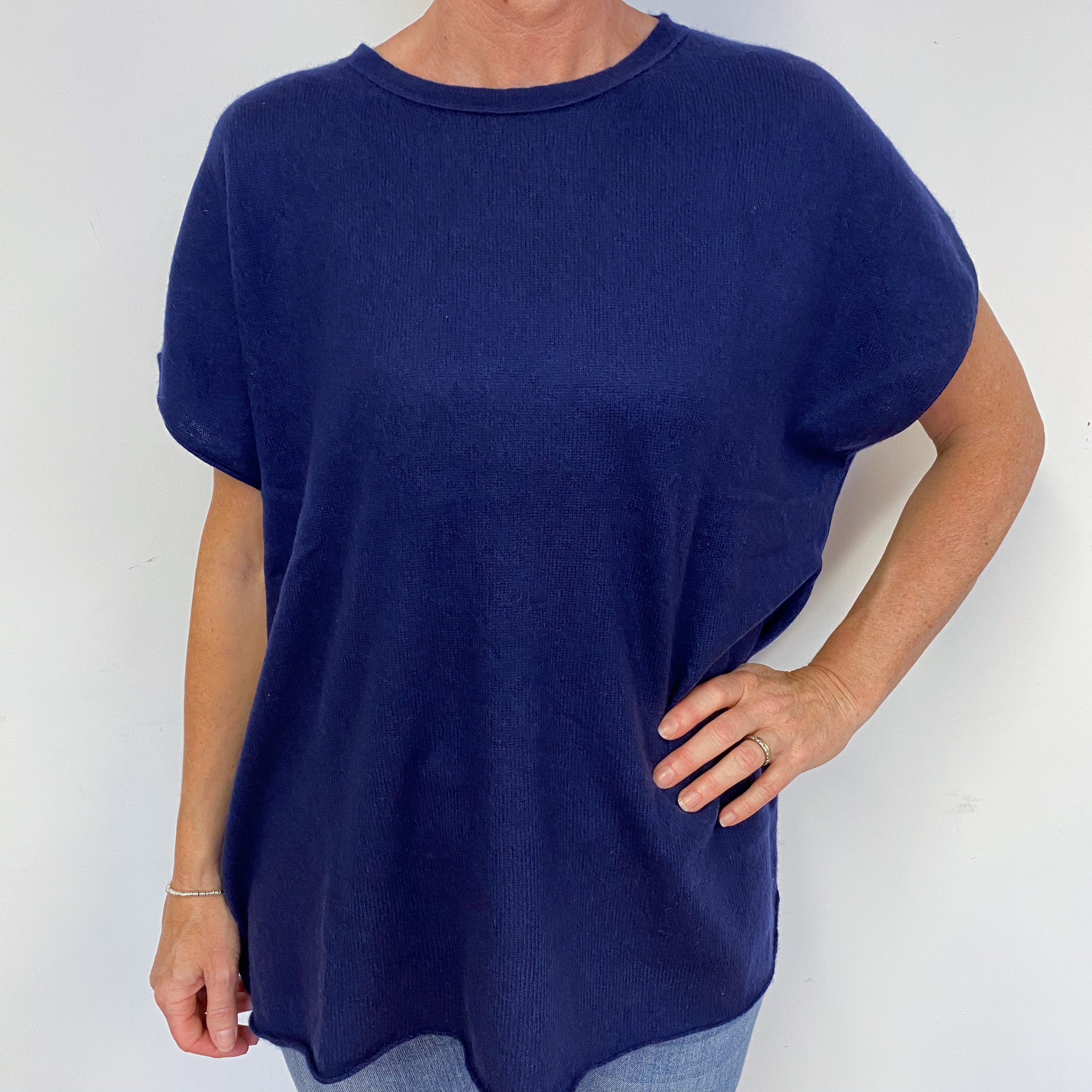 Navy Slouchy Short Sleeved Jumper Medium