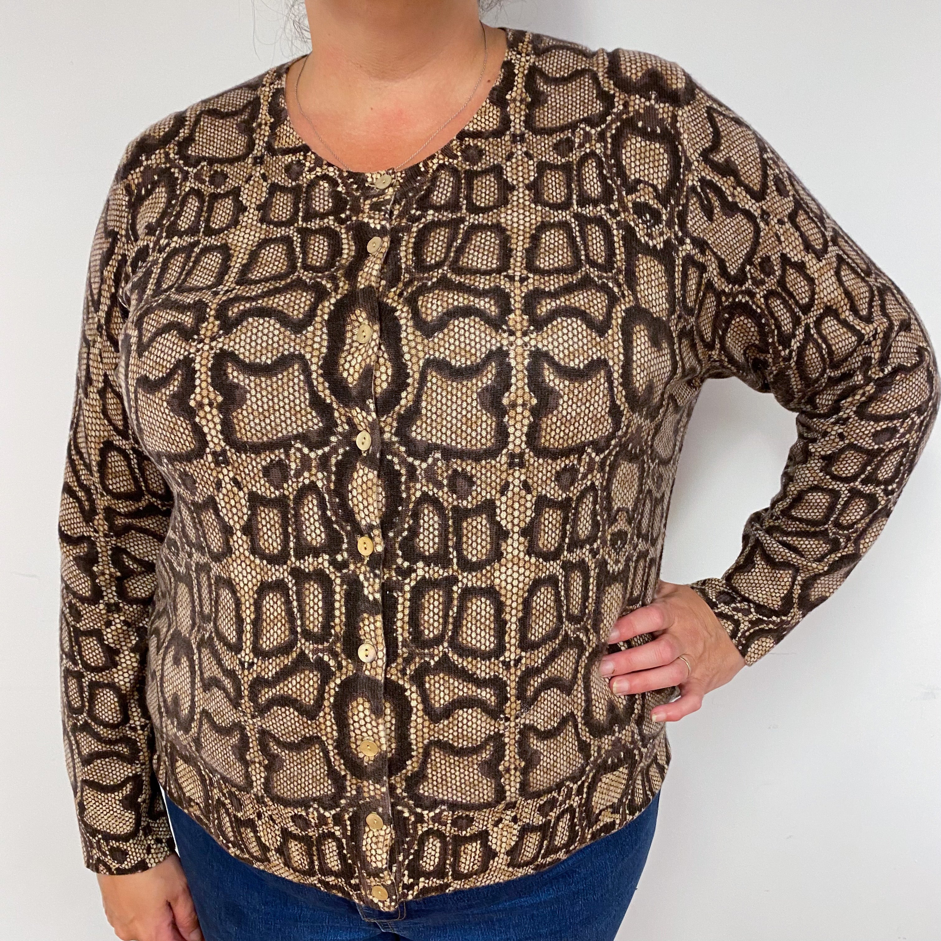 Brown Snake Crew Neck Cardigan Extra  Large