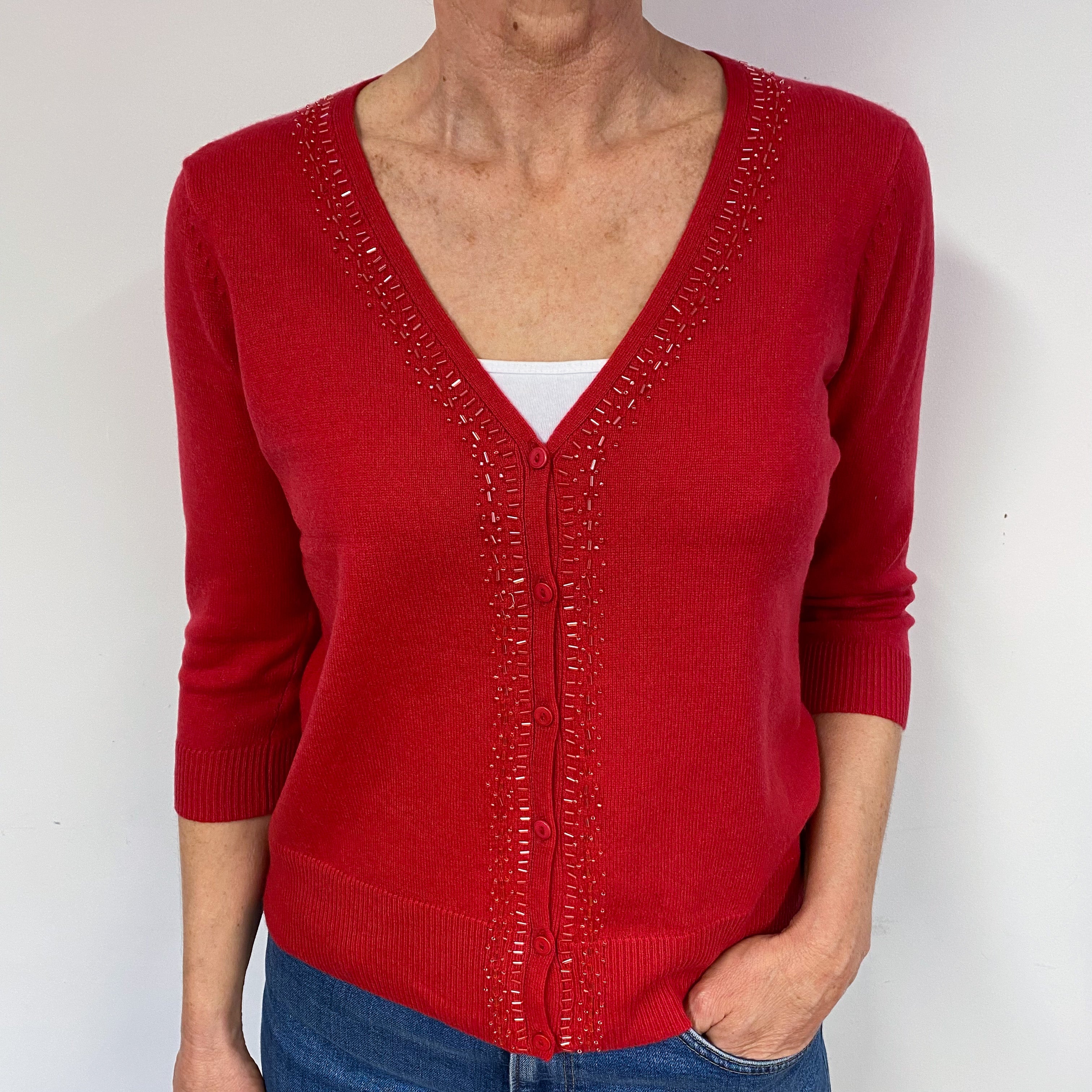 Scarlett Red 3/4 Sleeved Sequin Cardigan Medium