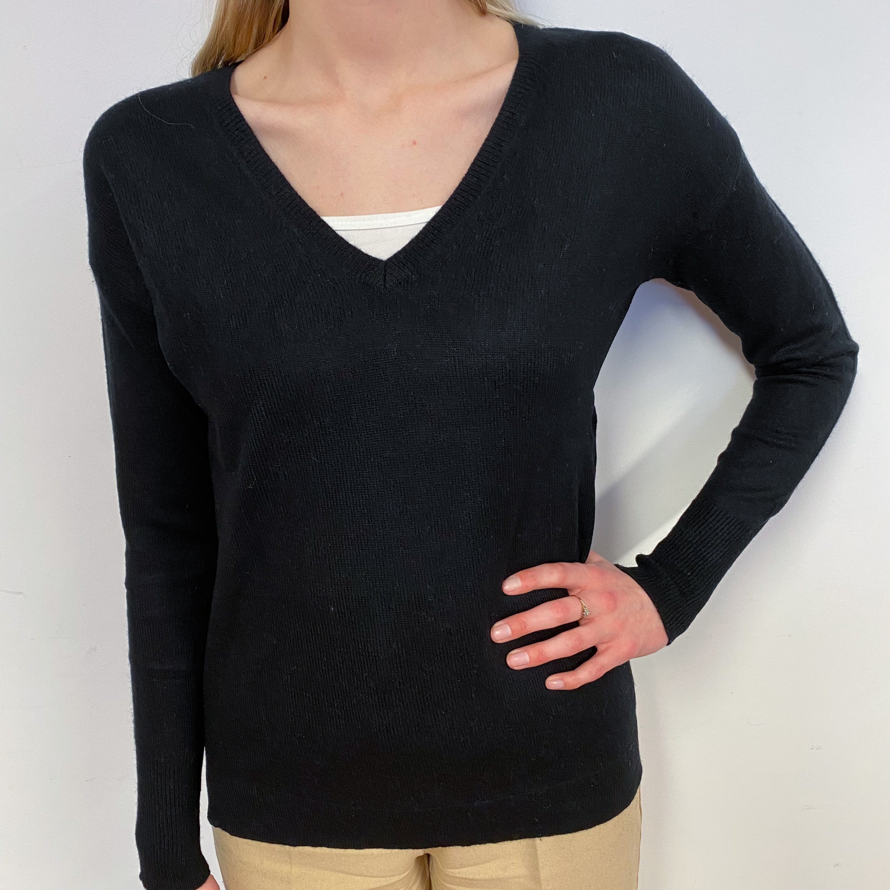 Black V-Neck Jumper Small