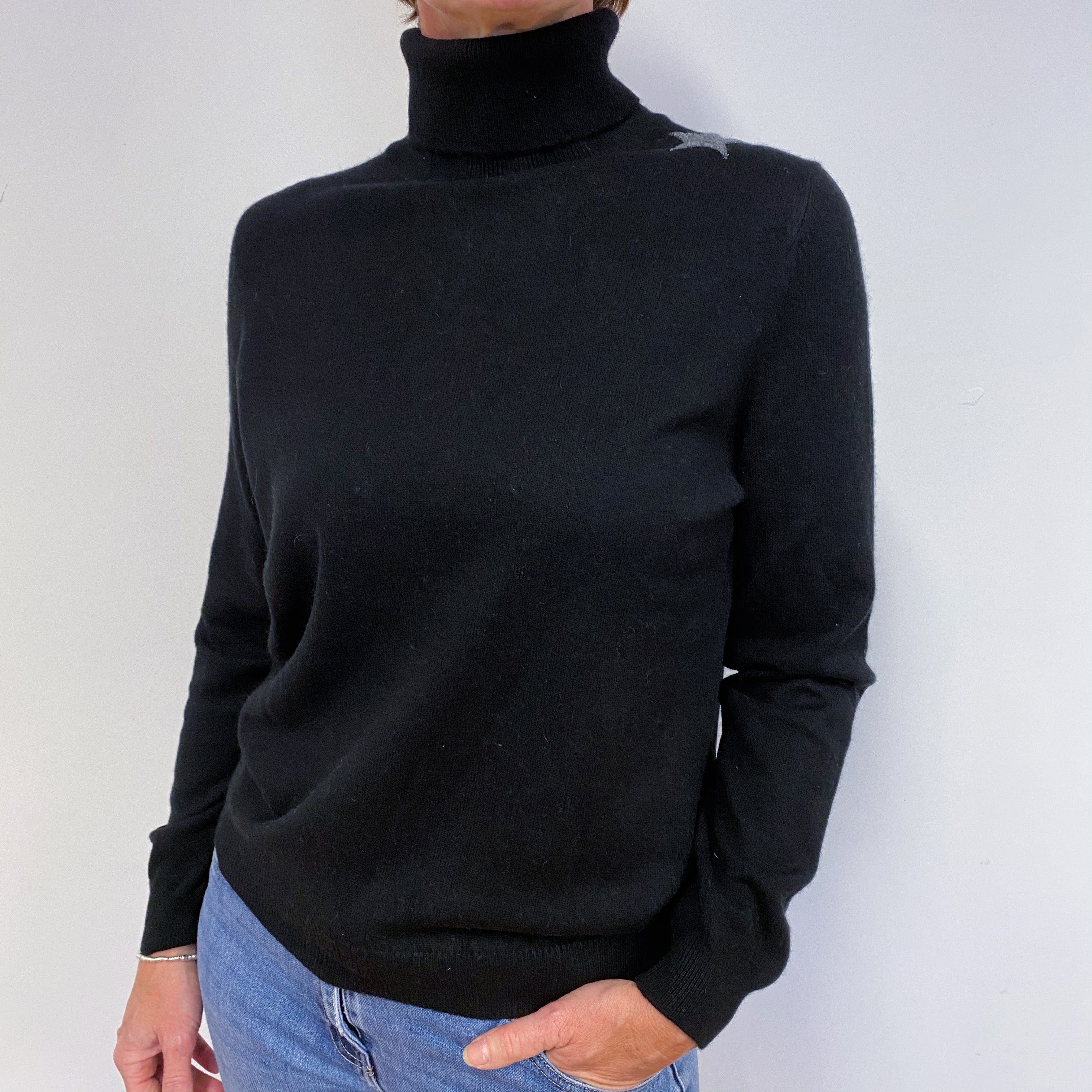 Black Star Polo Neck Jumper Medium