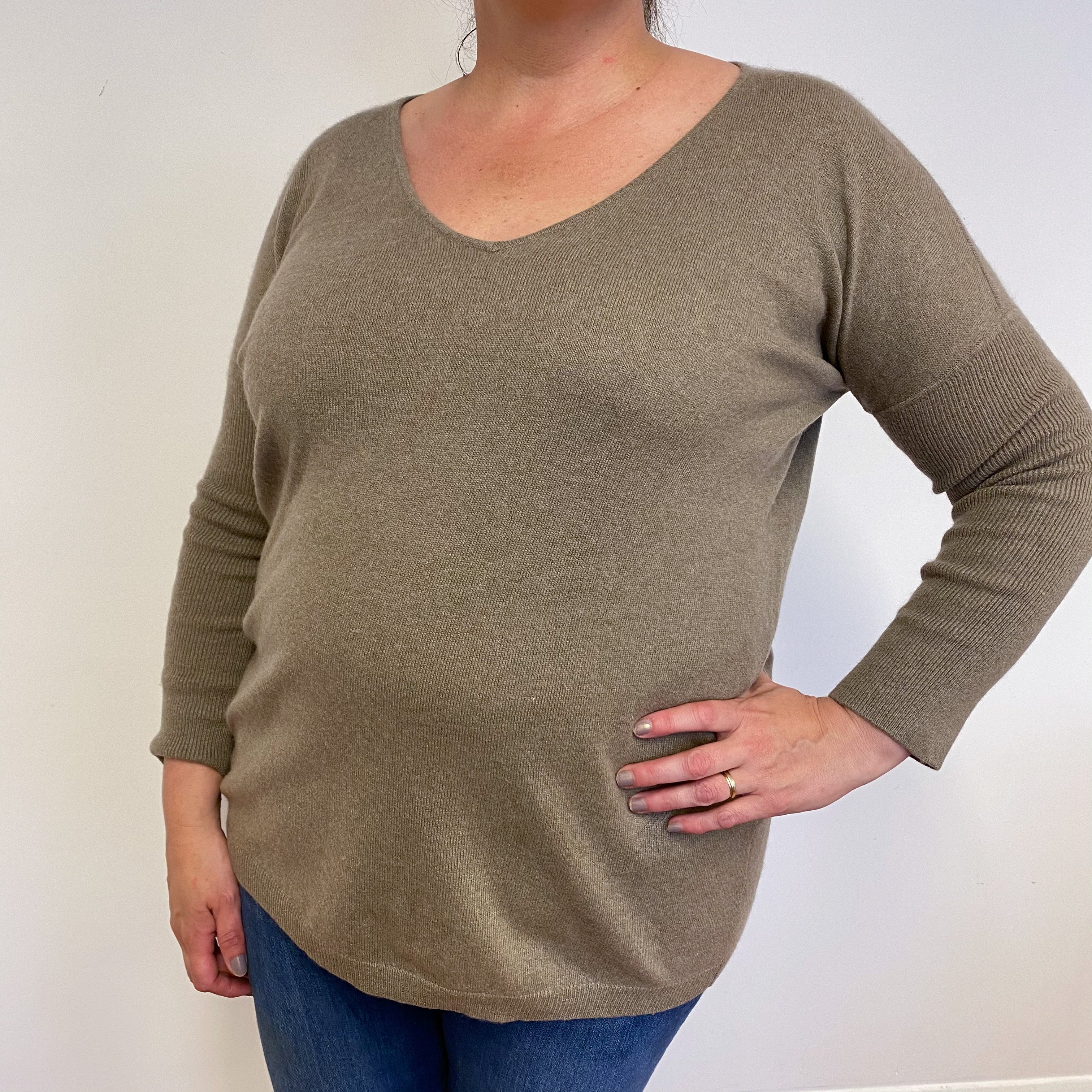 Peanut Brown V Neck Jumper Extra Large