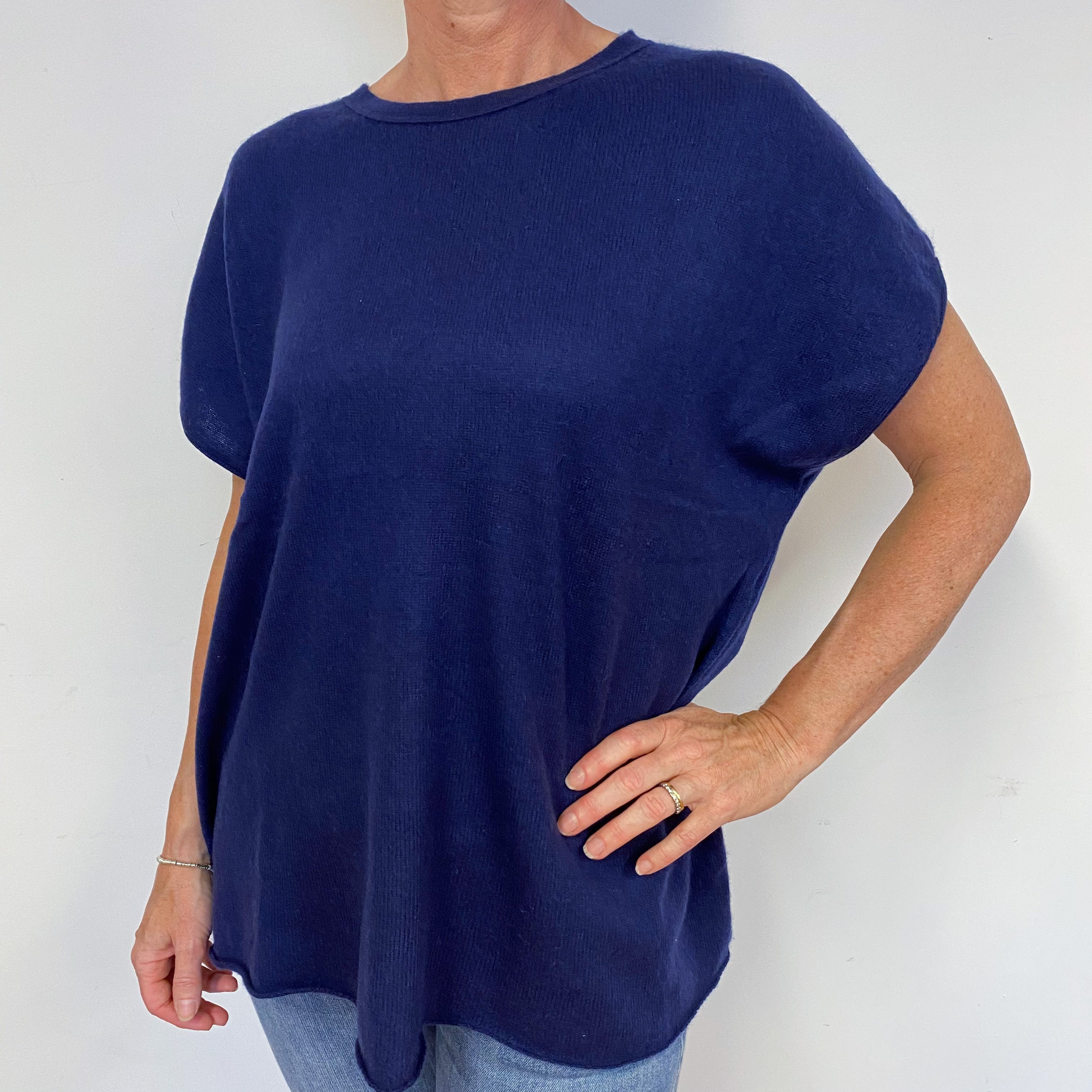 Navy Slouchy Short Sleeved Jumper Medium