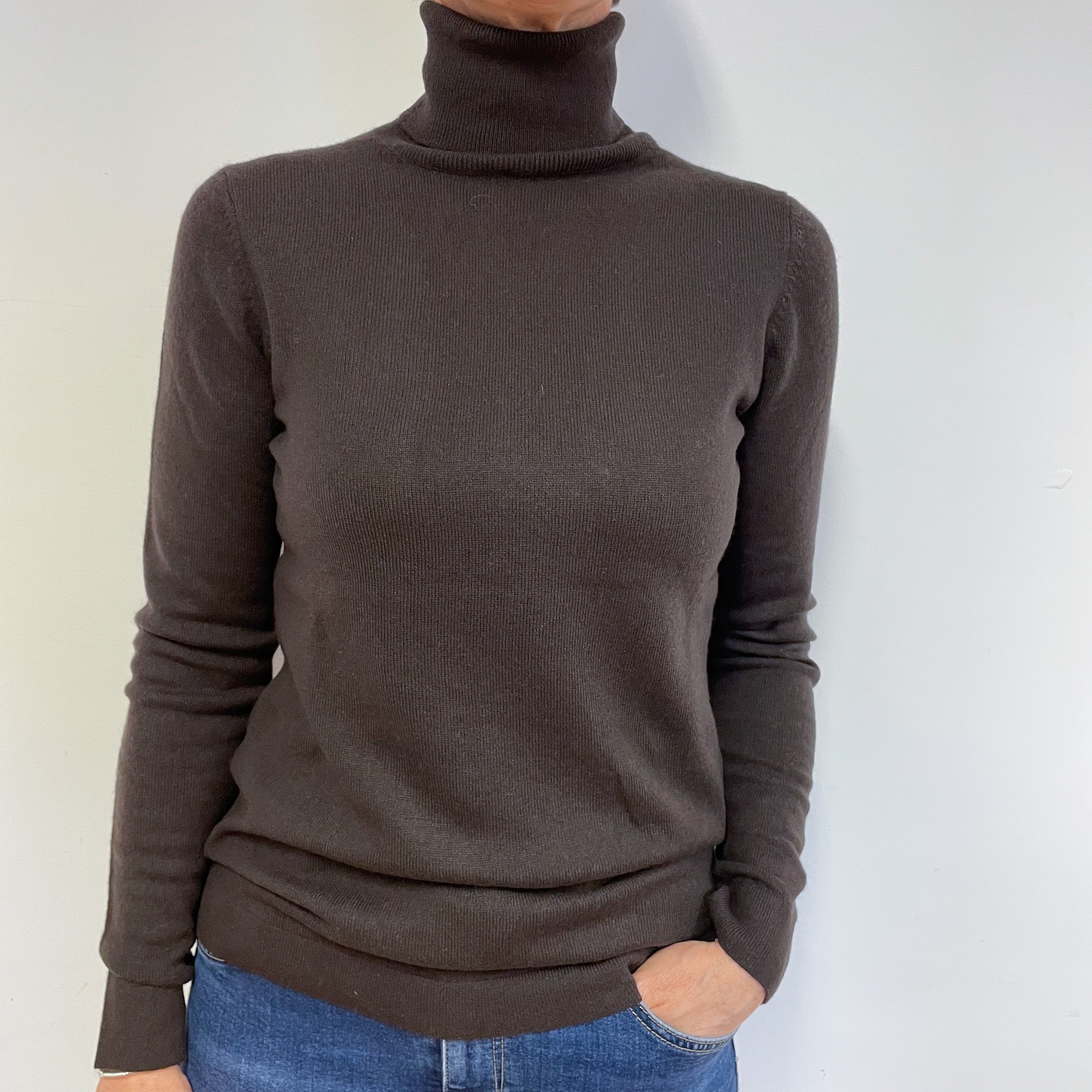 Peppercorn Brown Polo Neck Jumper Medium