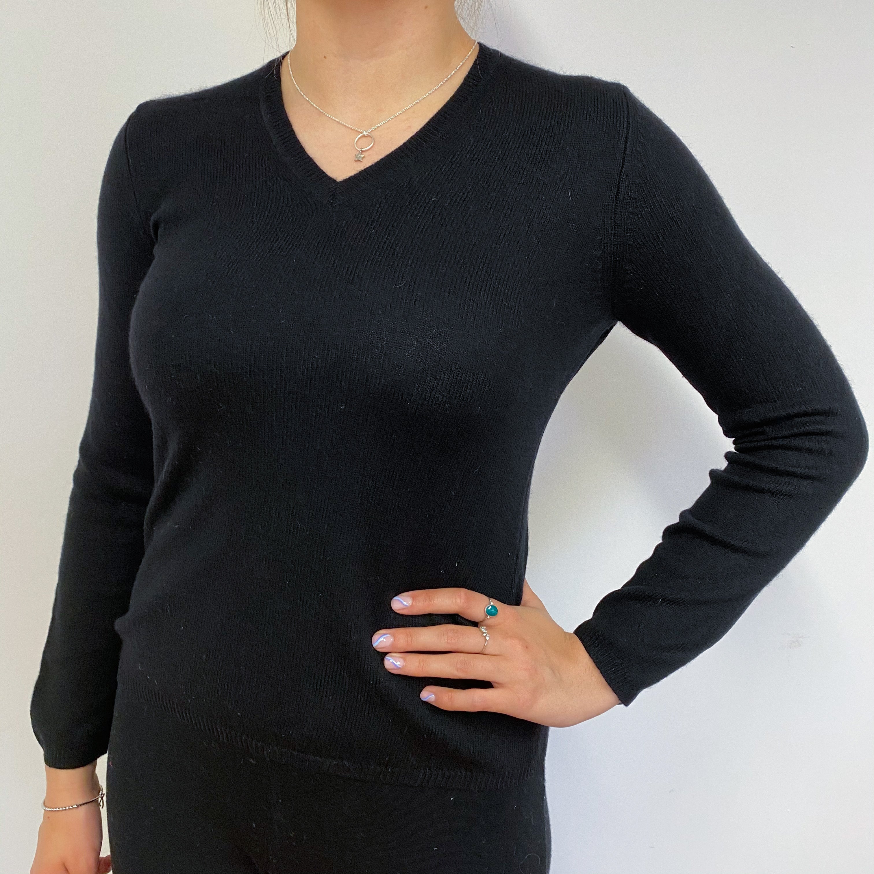 Classic Black V Neck Jumper Small