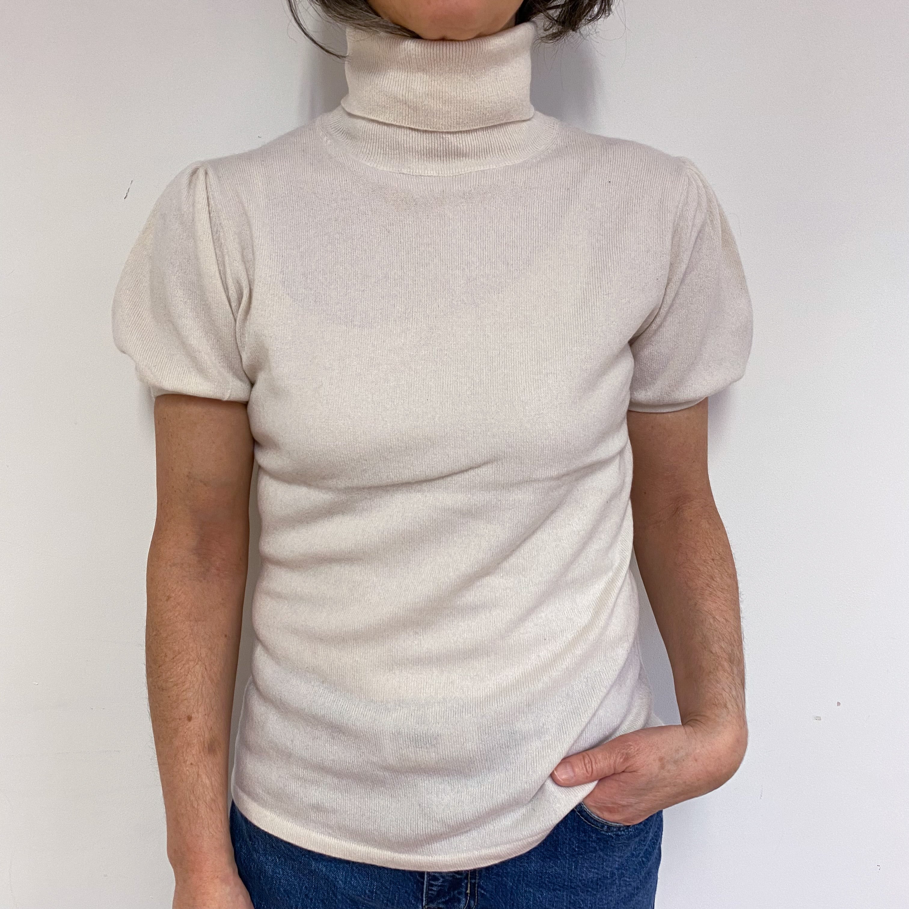 Winter White Polo Neck Jumper Medium