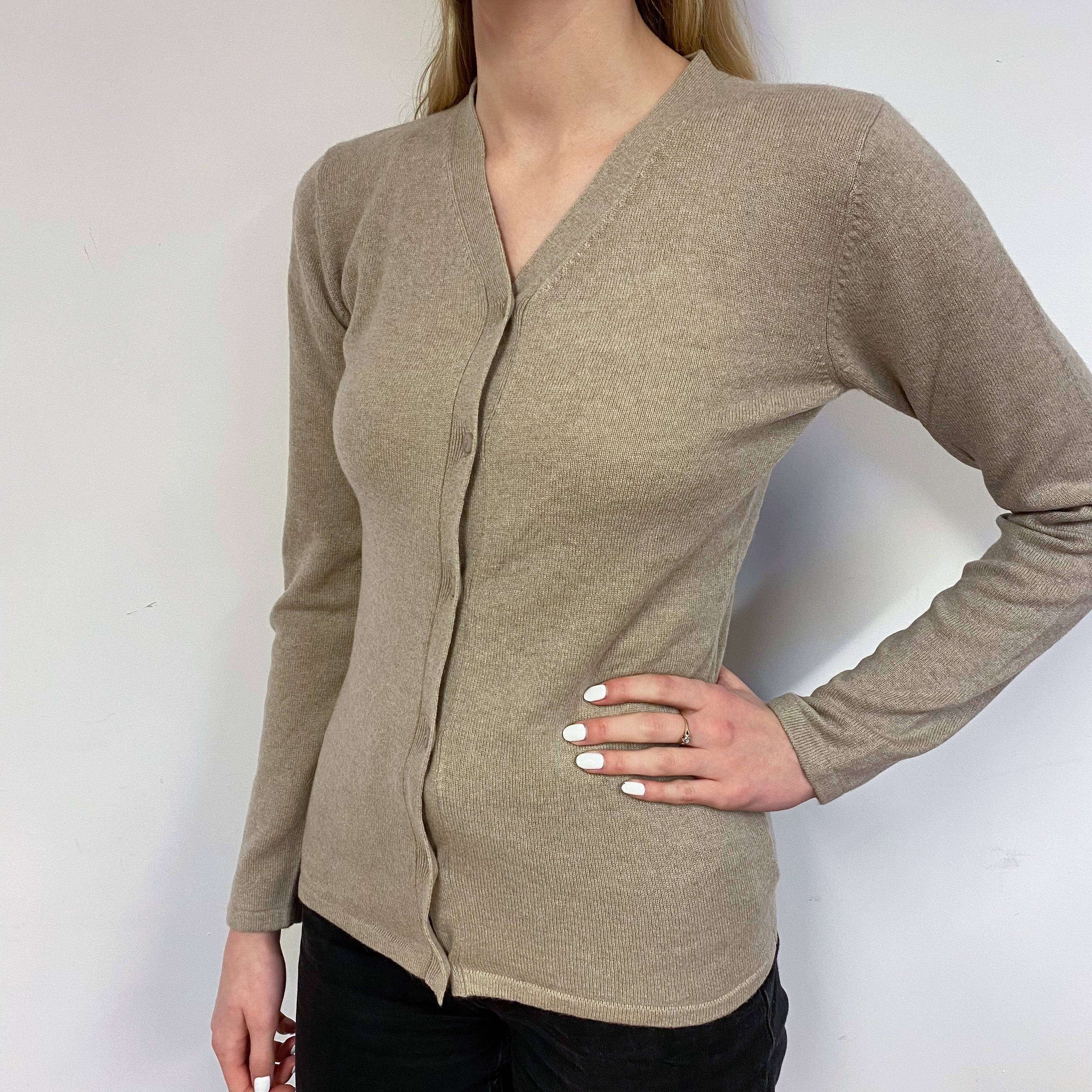 Sand V Neck Cardigan Small