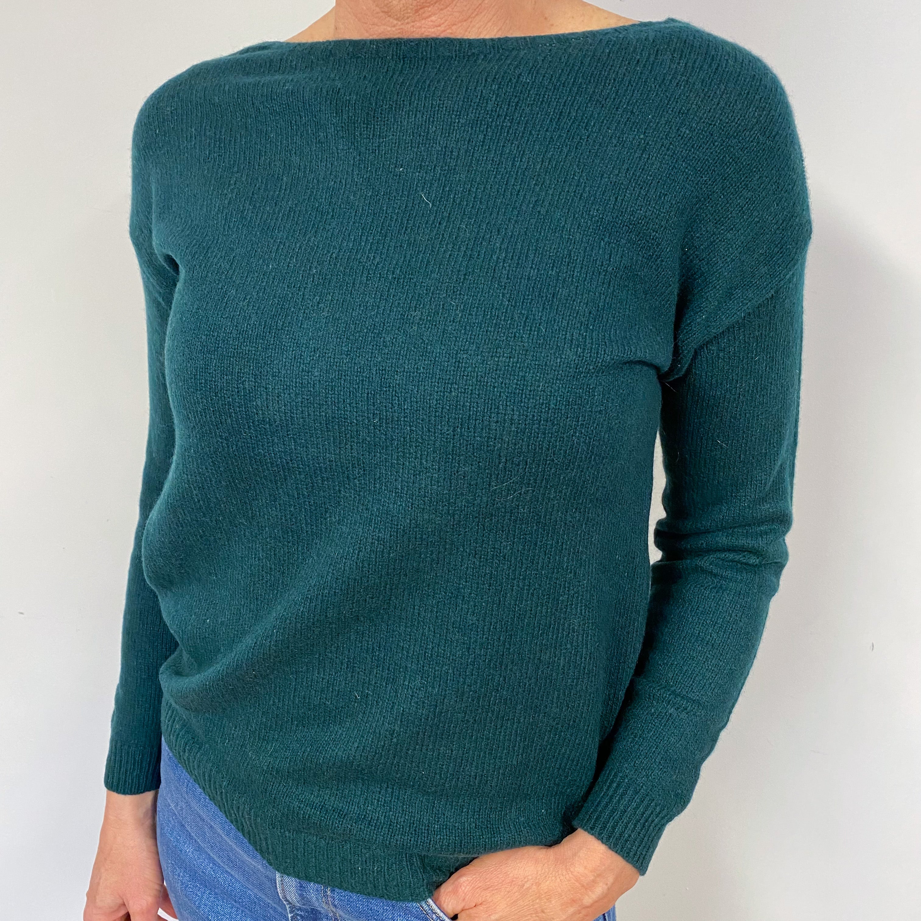 Bottle Green Boat Neck Jumper Medium