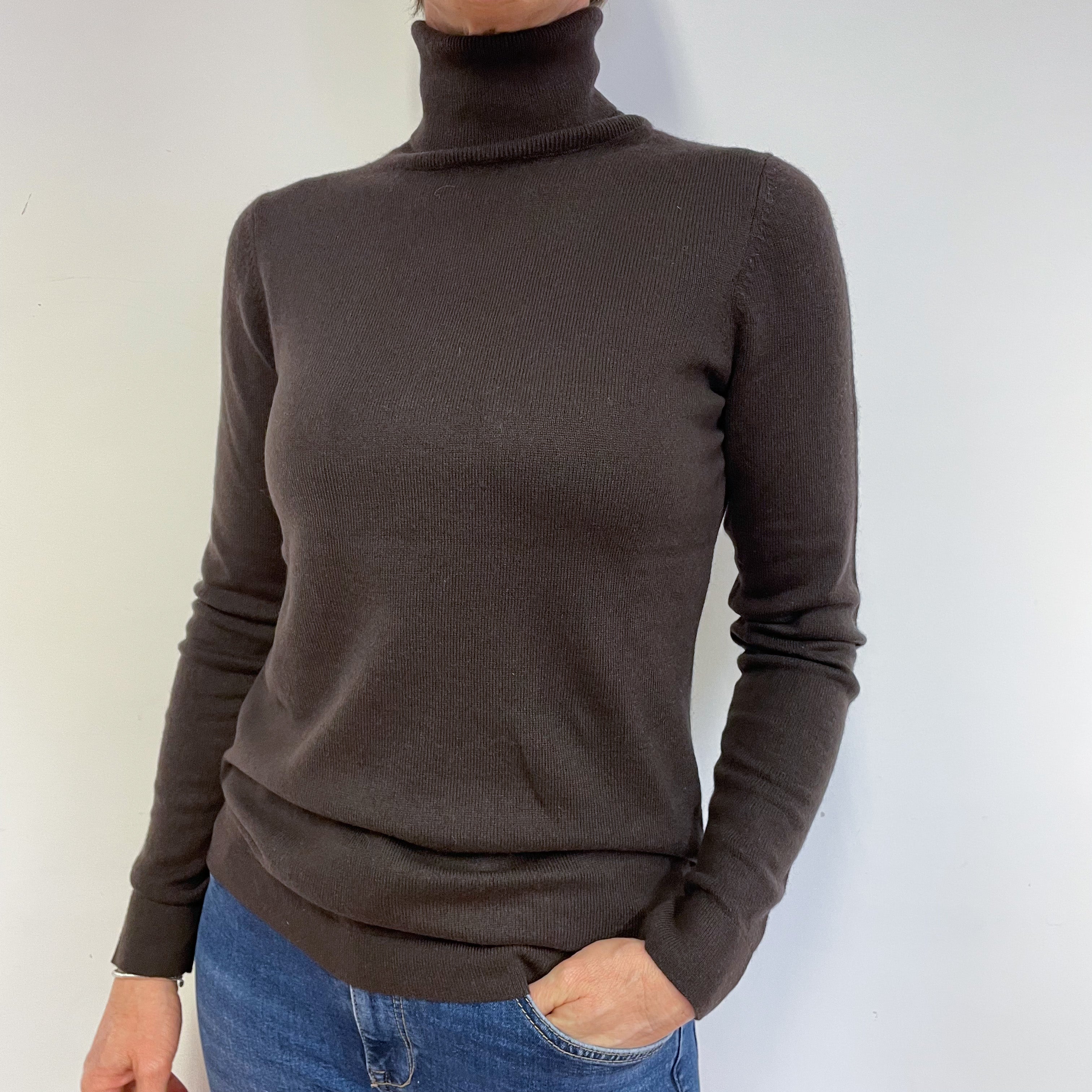 Peppercorn Brown Polo Neck Jumper Medium