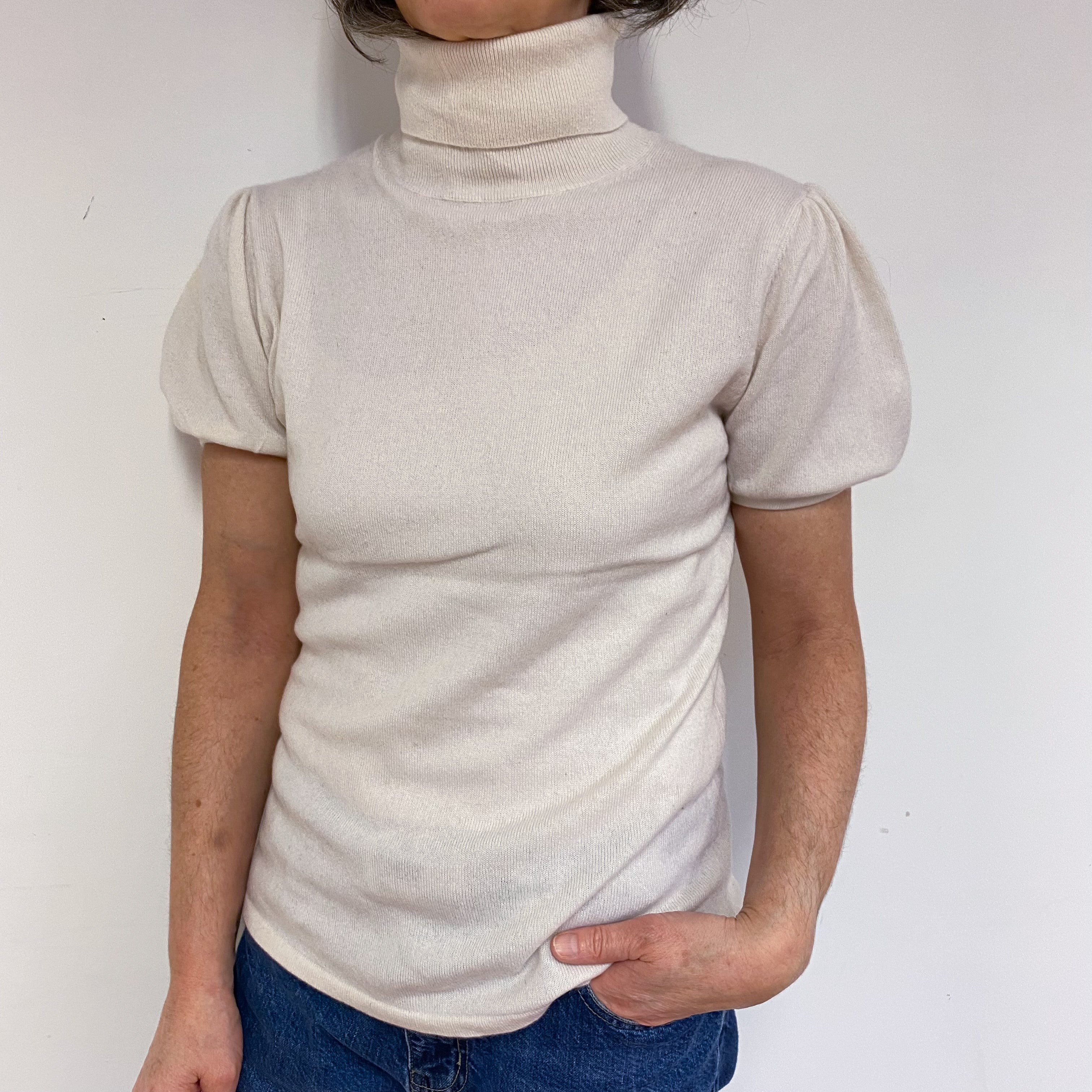 Winter White Polo Neck Jumper Medium