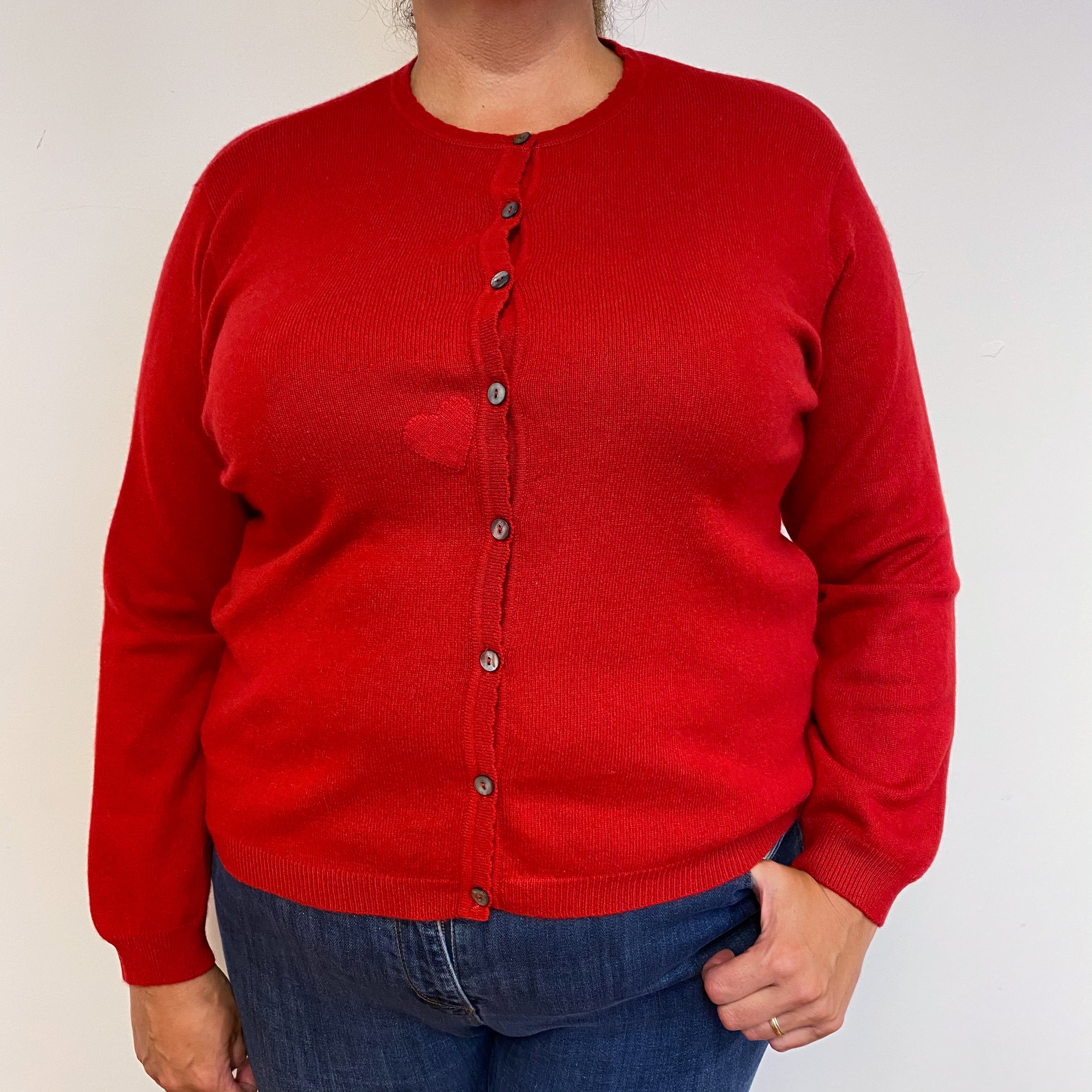 Postbox Red Crew Neck Cardigan Extra Large