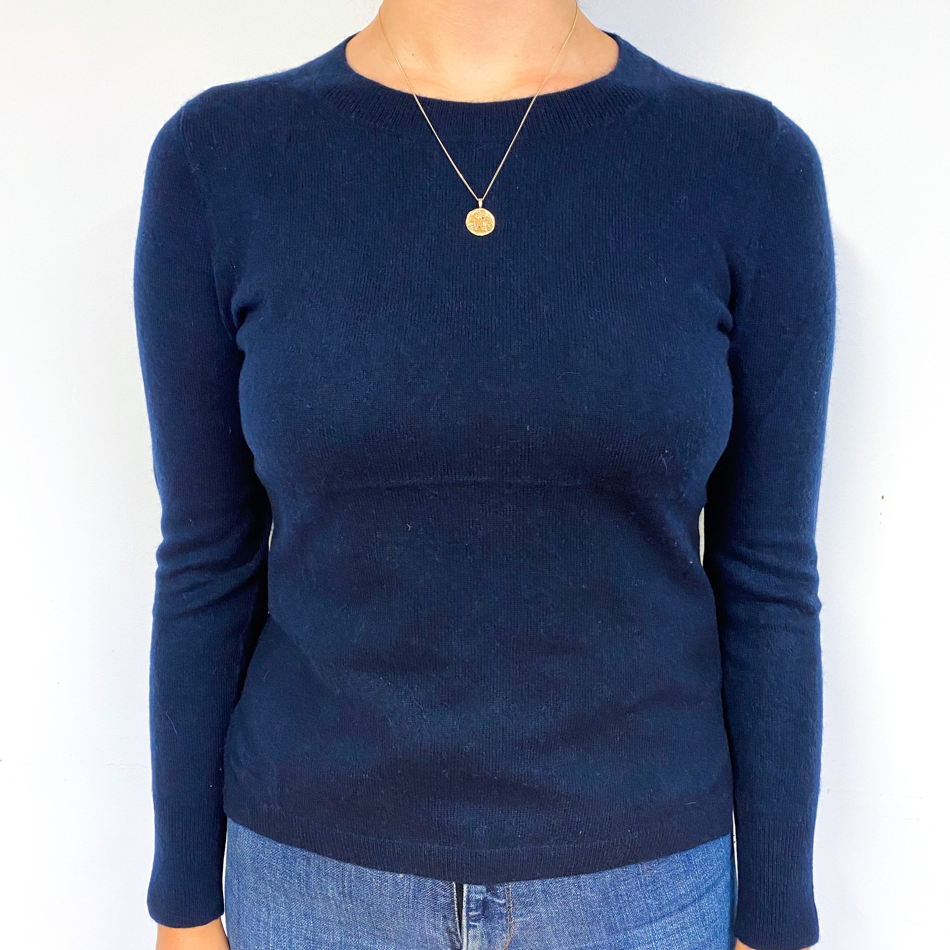 Navy Blue Cashmere Crew Neck Jumper Small