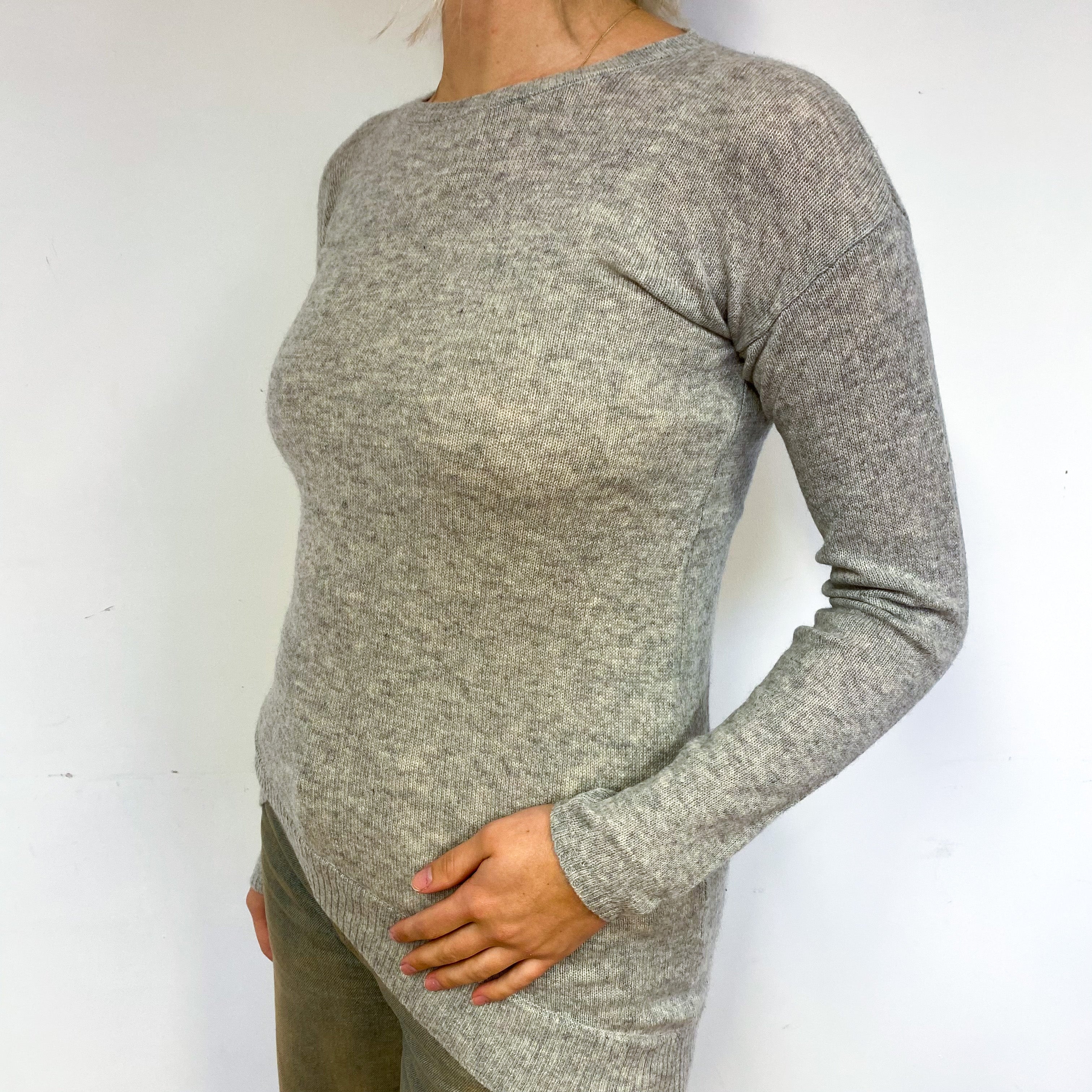 Mist Grey Asymmetrical Crew Neck Jumper Small