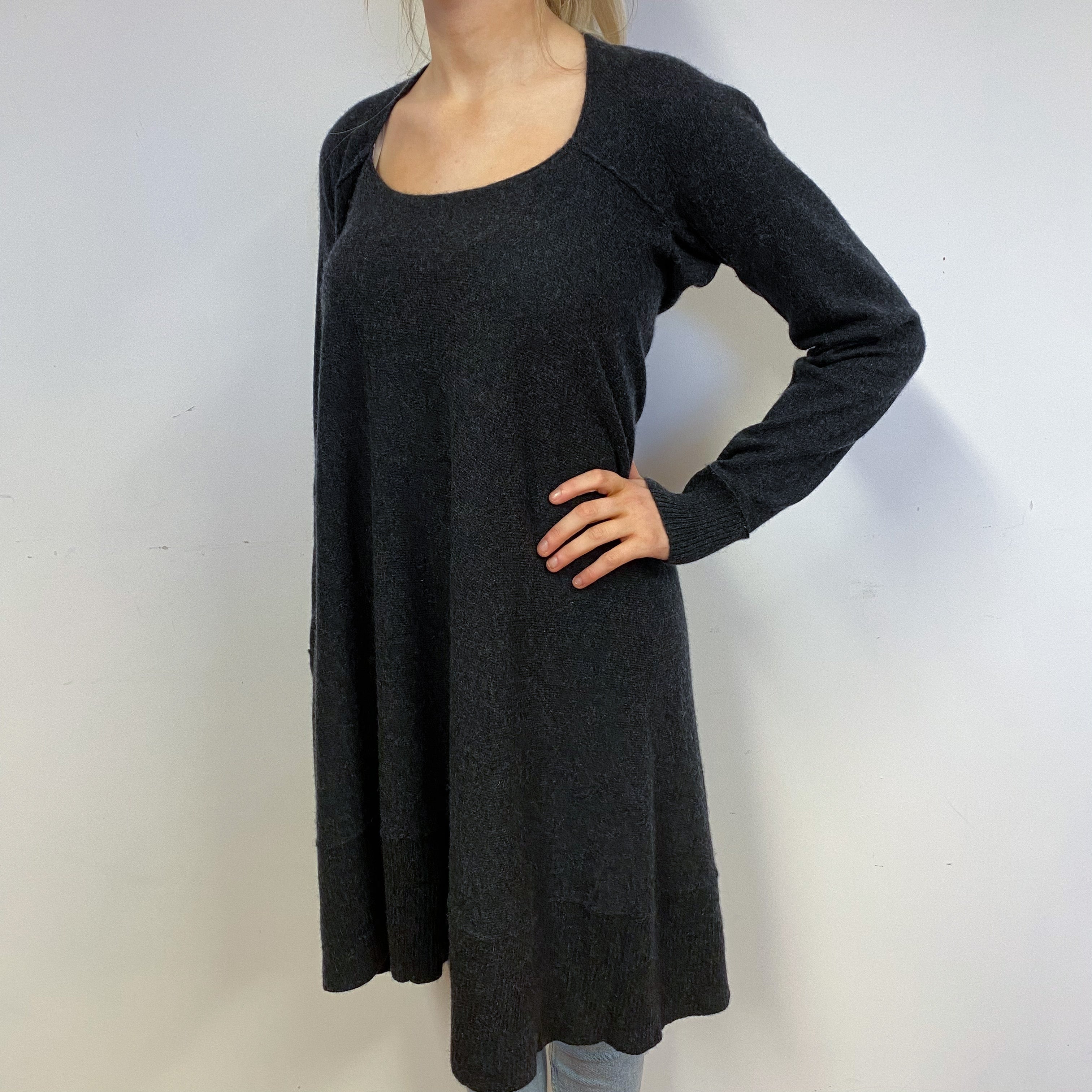 Charcoal Grey Cashmere Floaty Dress Small