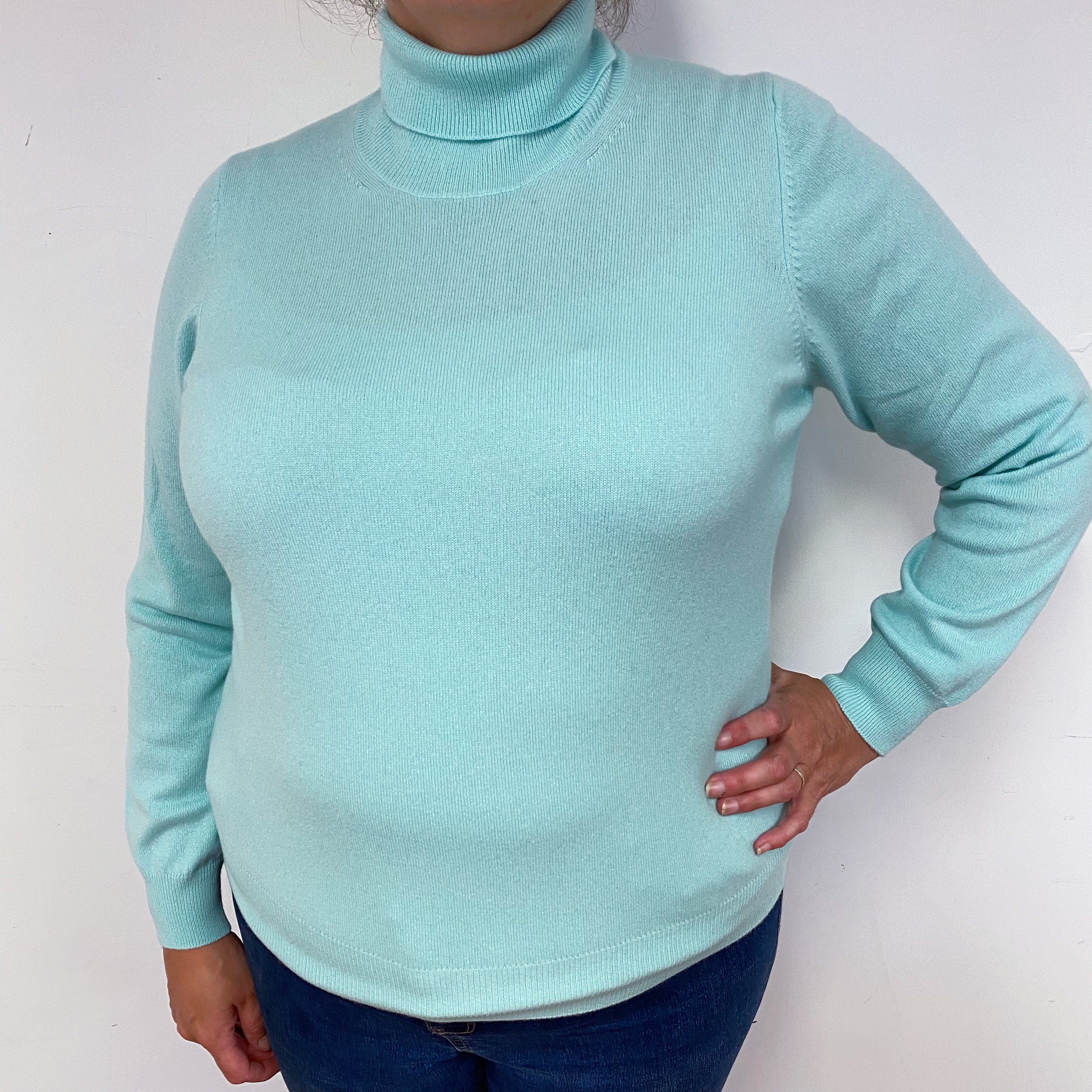 New Mint Green Polo Neck Jumper Extra  Large