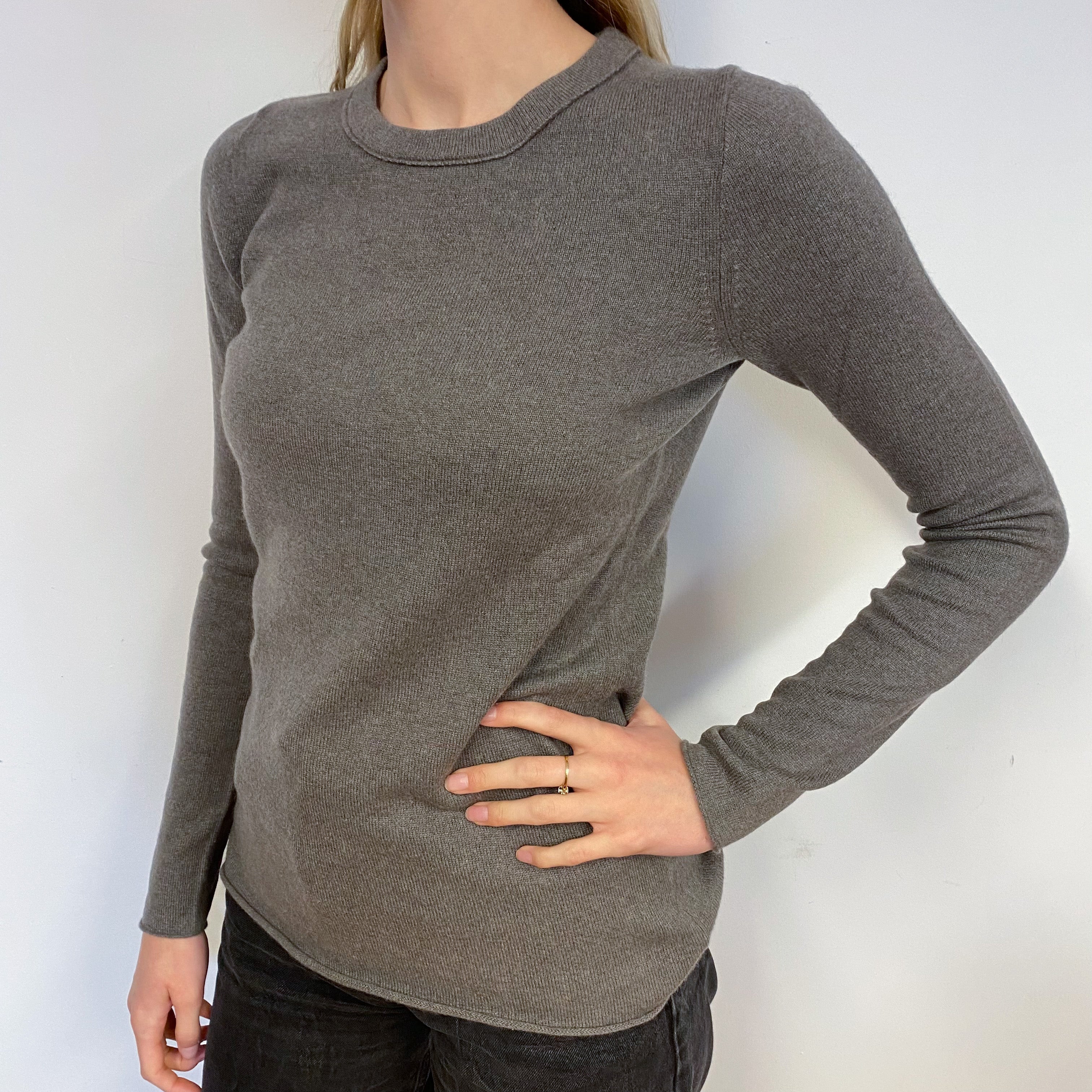 Mocha Grey Crew Neck Jumper Small