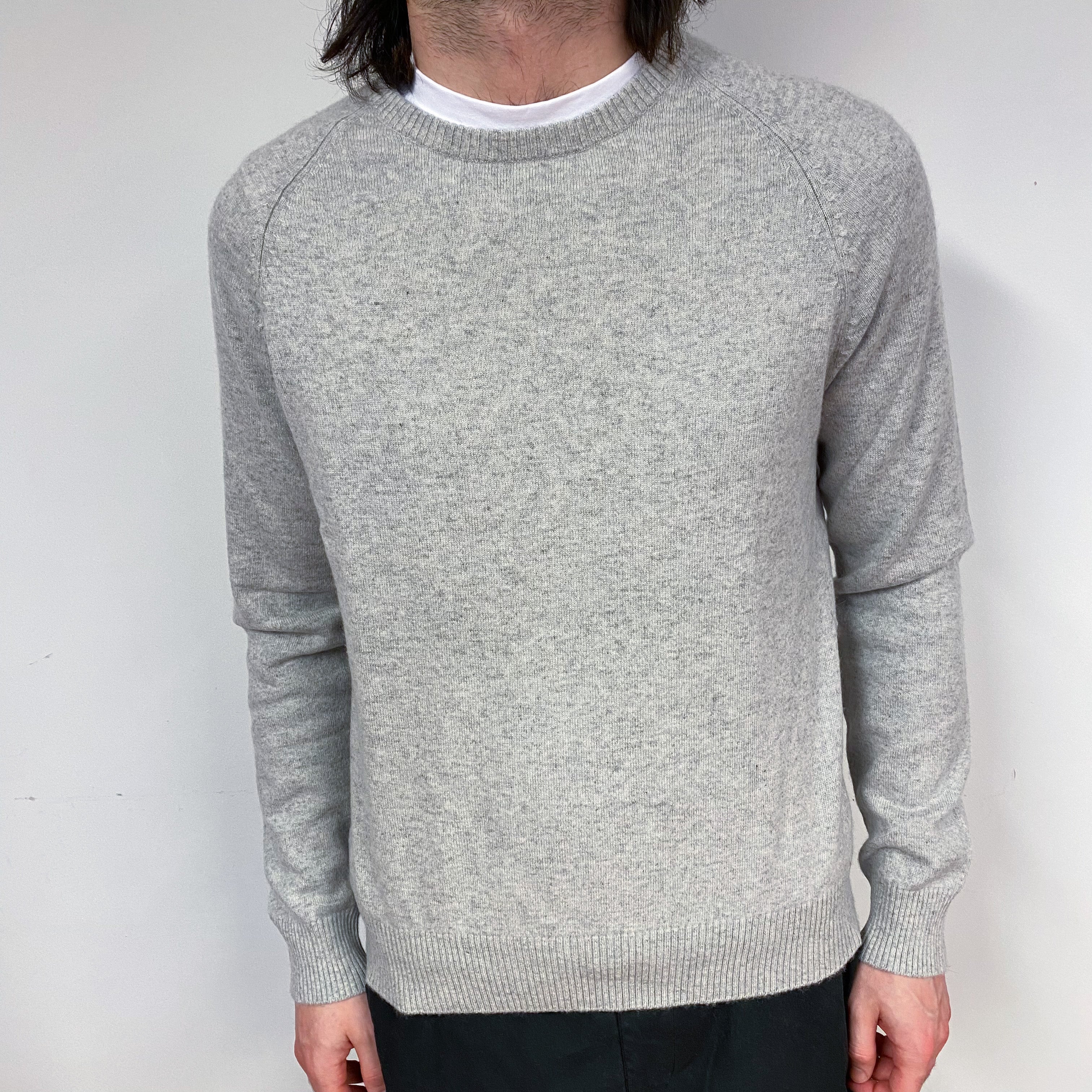 Men’s Smoke Grey Cashmere Crew Neck Jumper Small