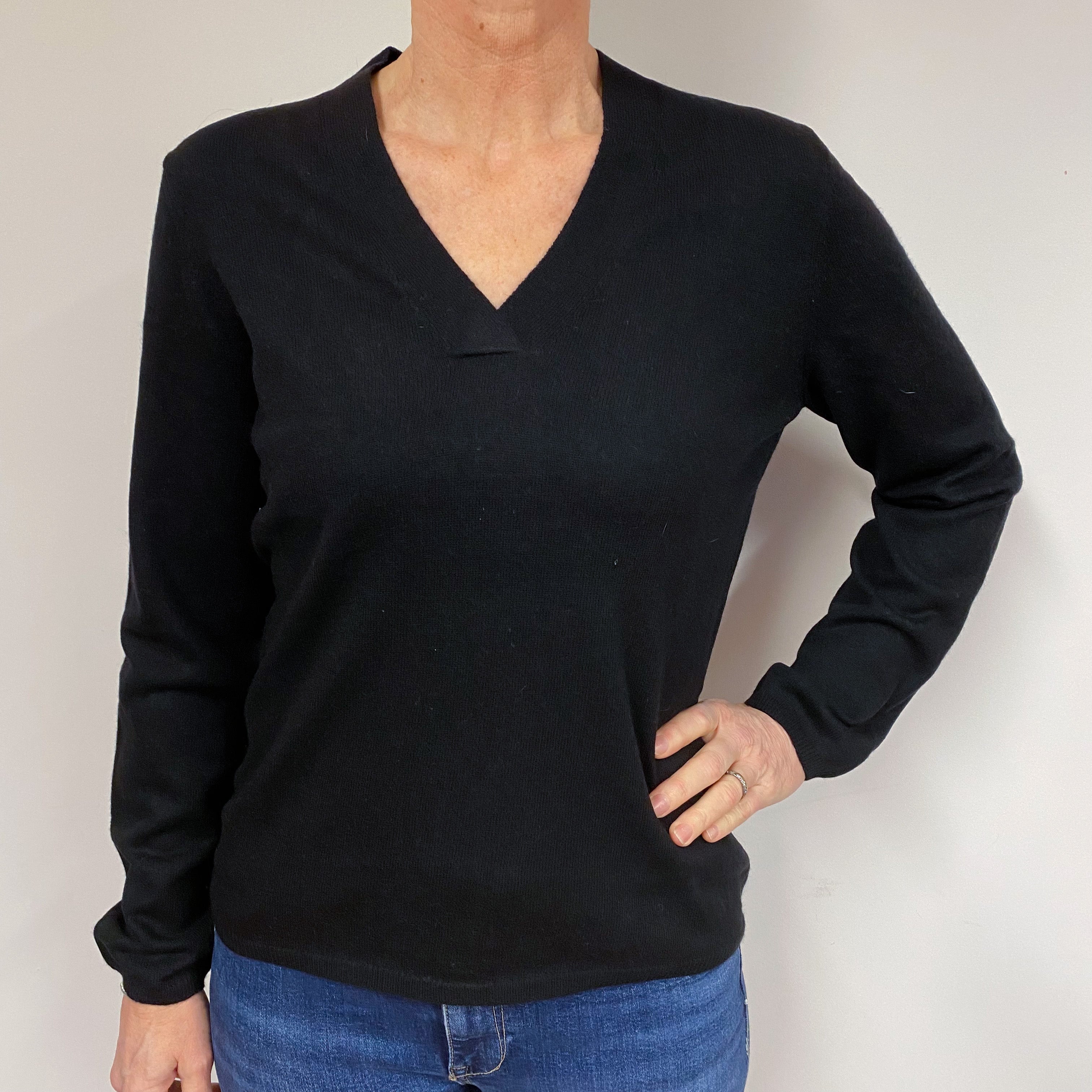 Black V Neck Jumper Medium