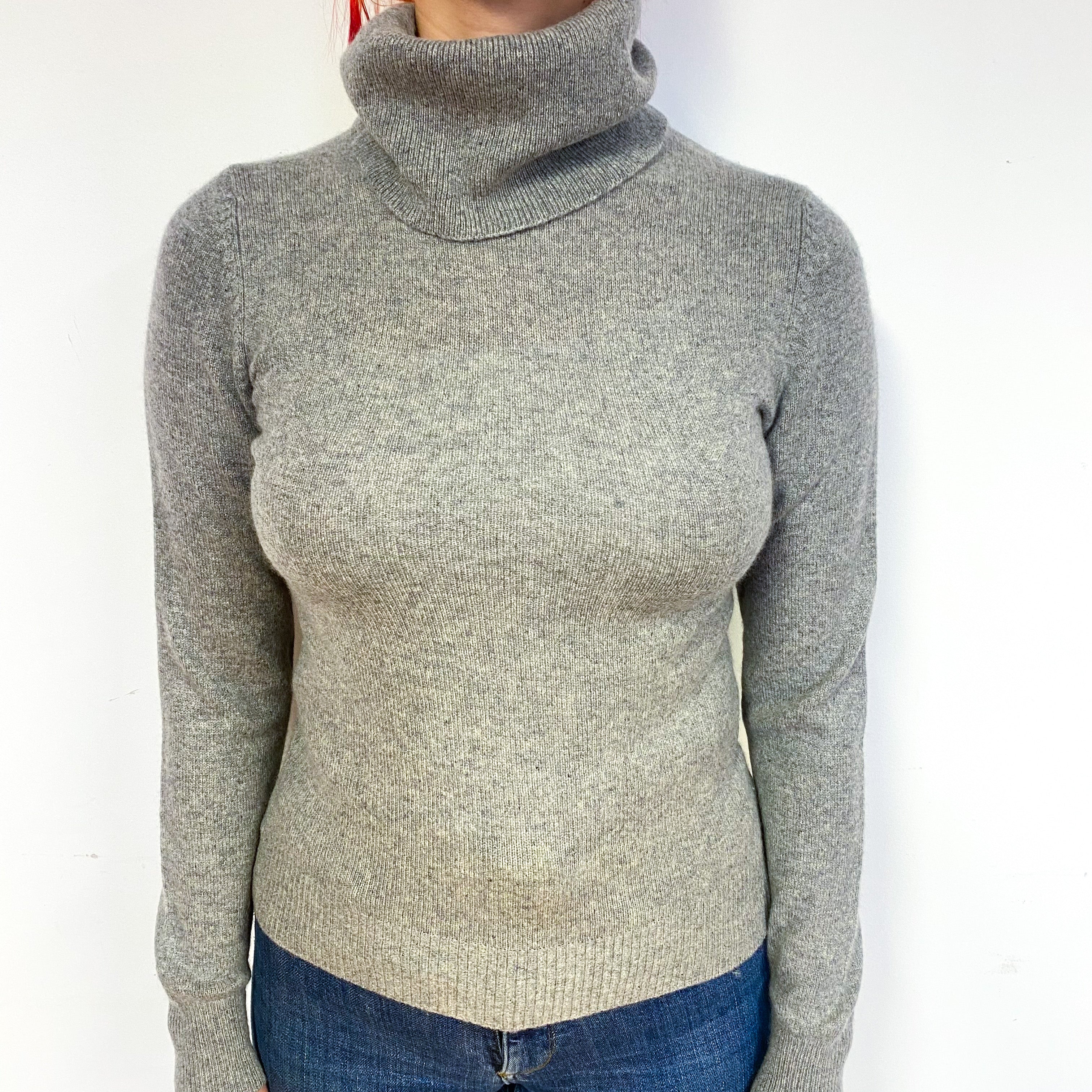 Steel Grey Cashmere Cowl Neck Jumper Small