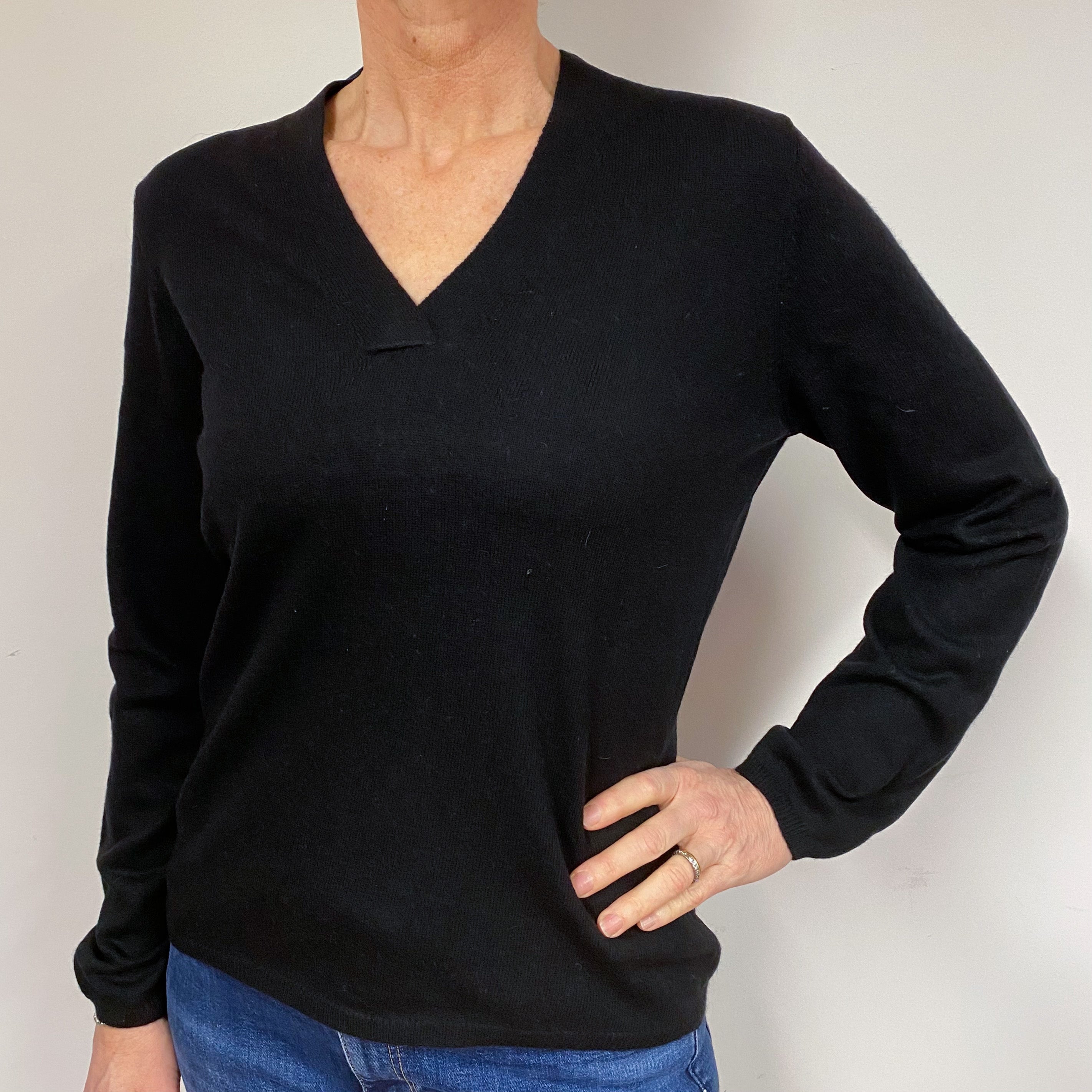 Black V Neck Jumper Medium