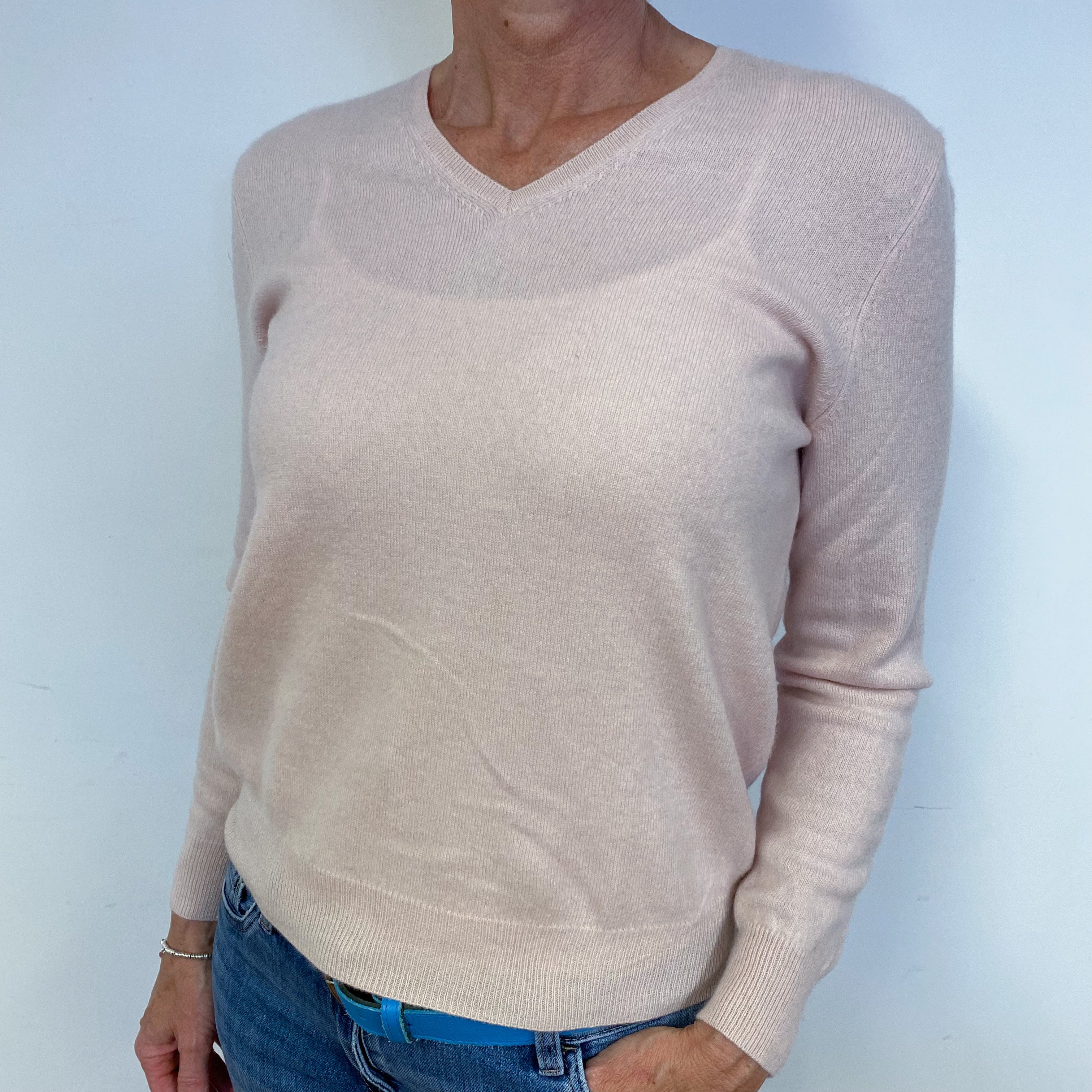 Ice Pink V Neck Jumper Medium