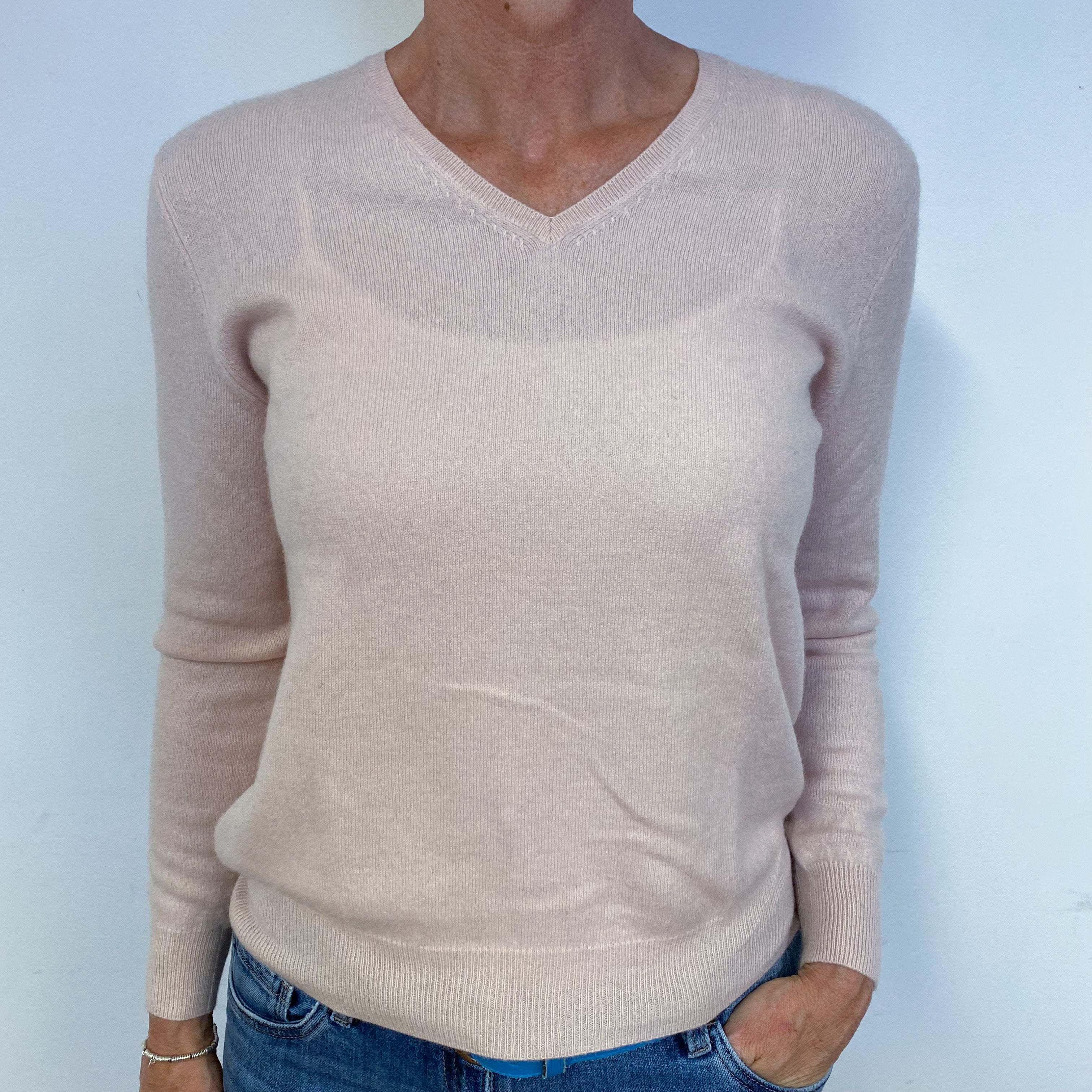 Ice Pink V Neck Jumper Medium