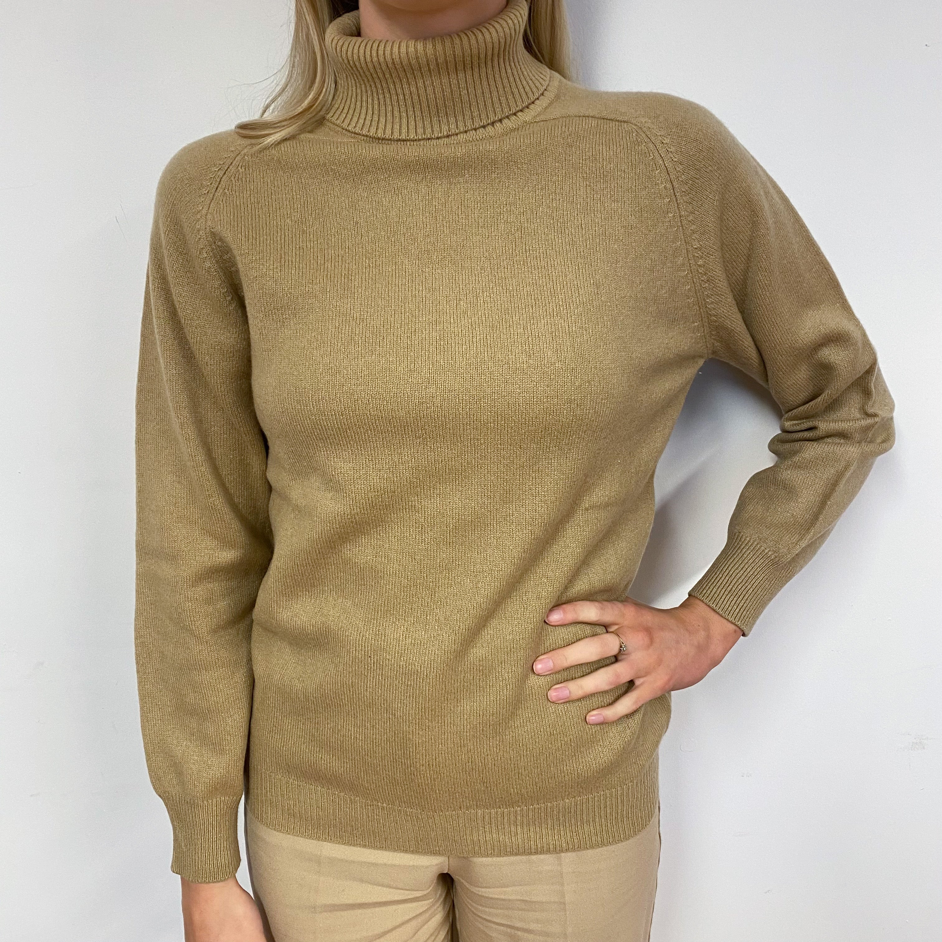 Vintage Sand Polo Neck Jumper Small