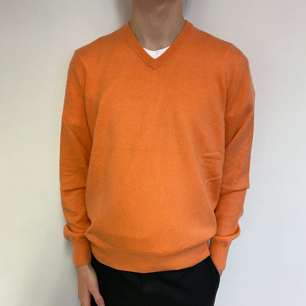 Mens orange v sales neck sweater