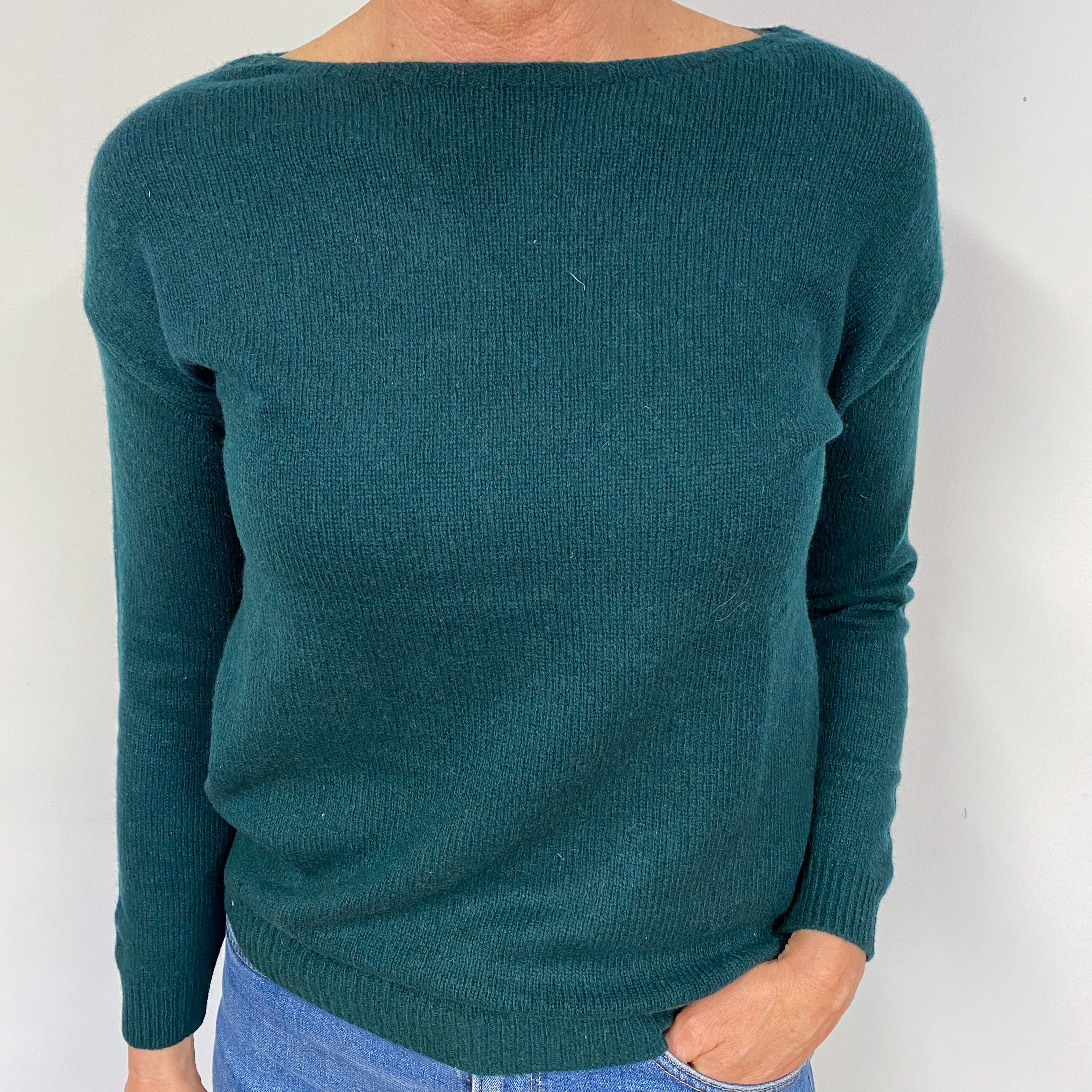 Bottle Green Boat Neck Jumper Medium