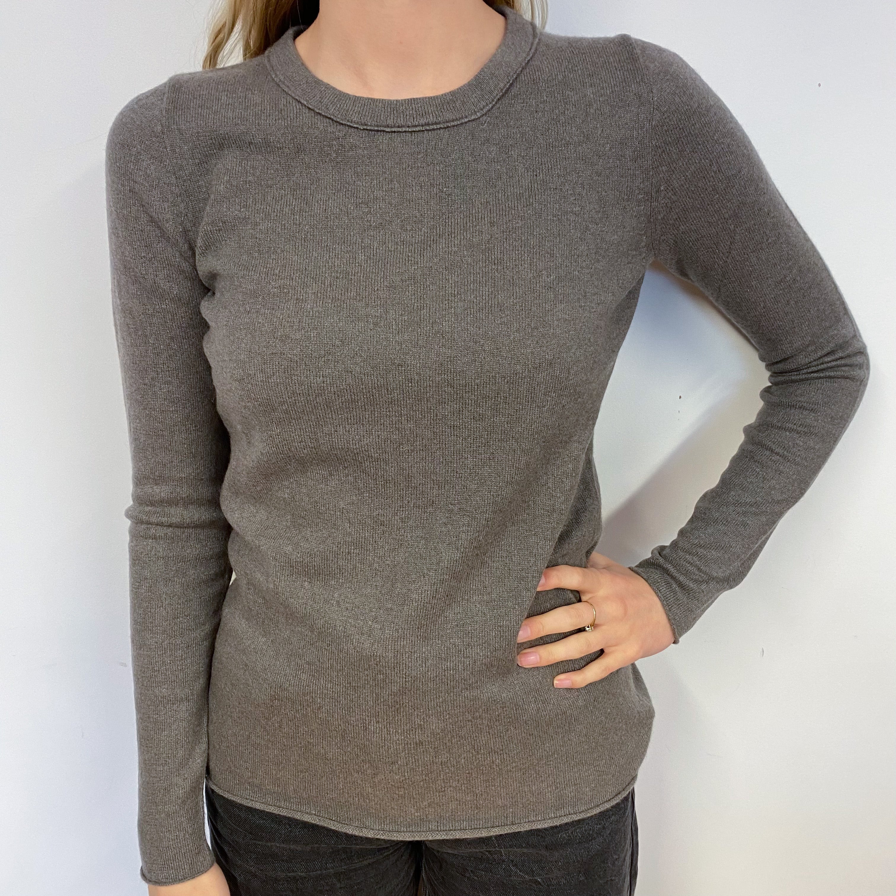 Mocha Grey Crew Neck Jumper Small