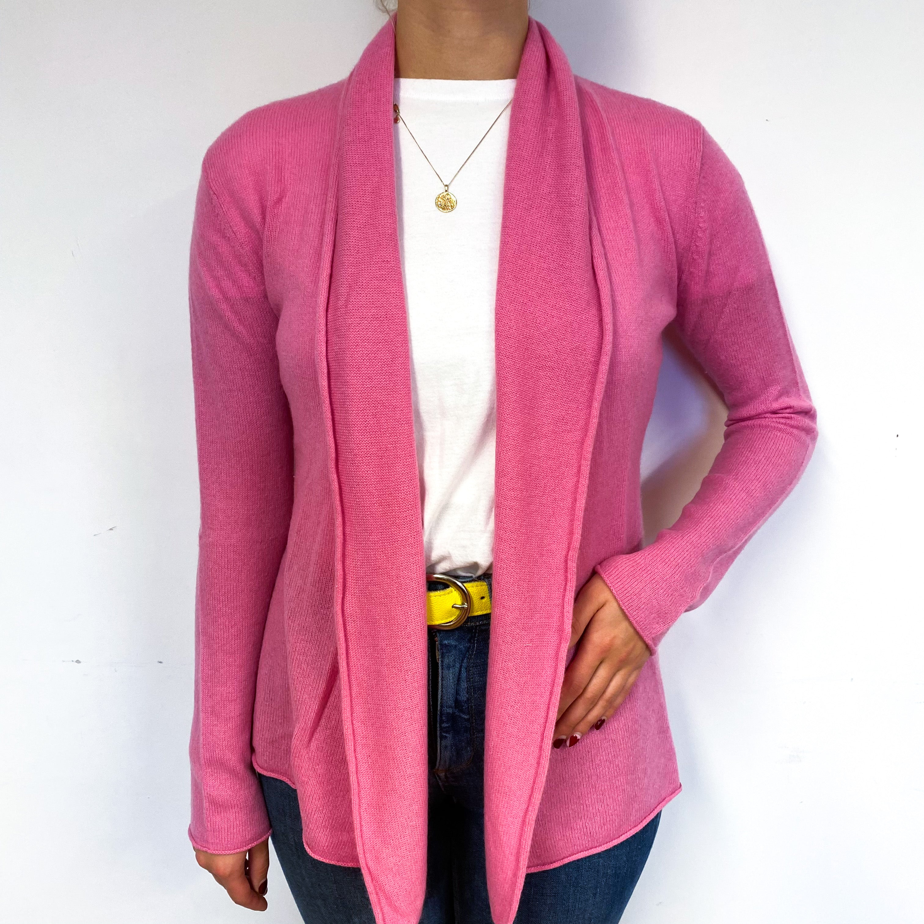 Bubblegum Pink Cashmere Edge to Edge Cardigan Small