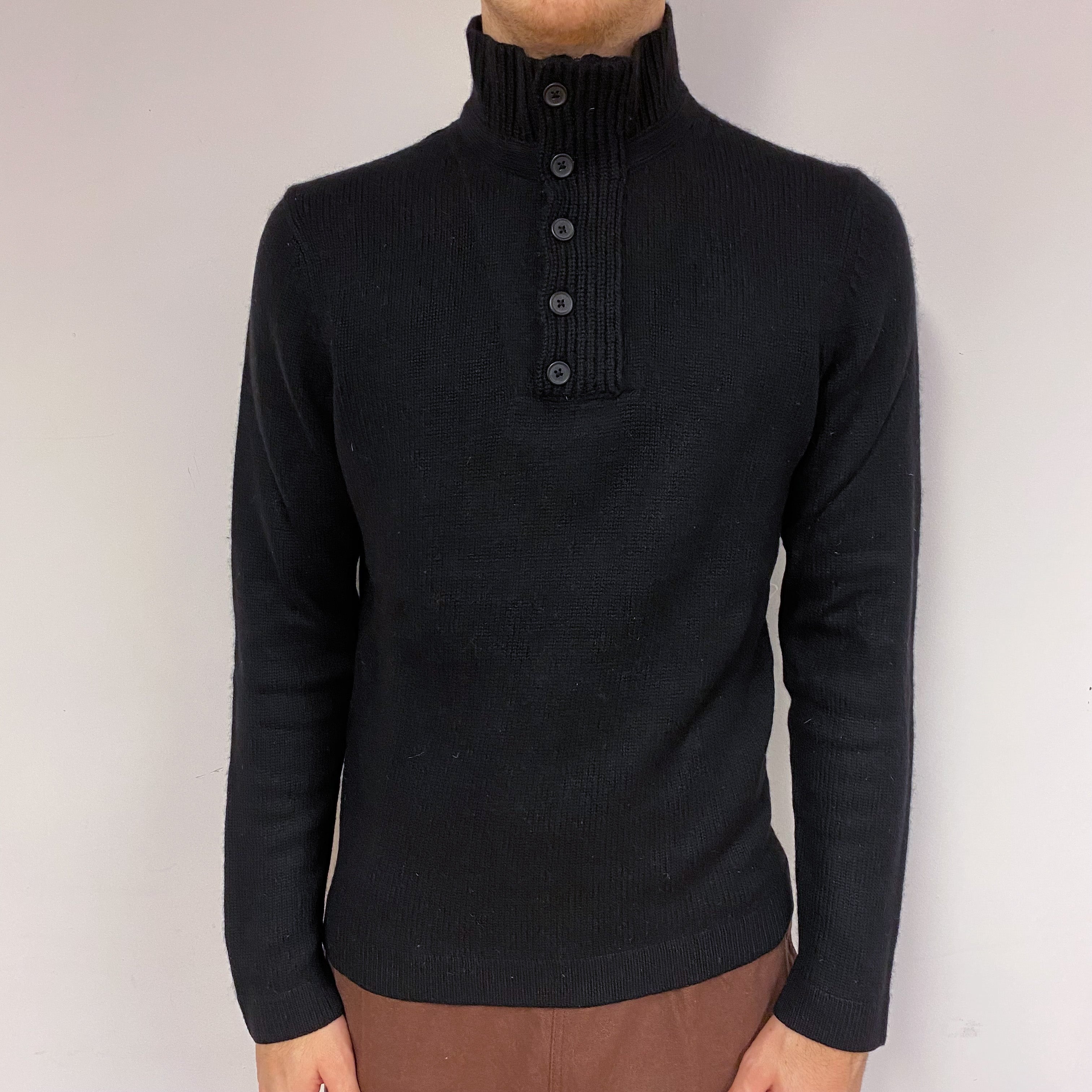 Men’s Black Buttoned Jumper Large