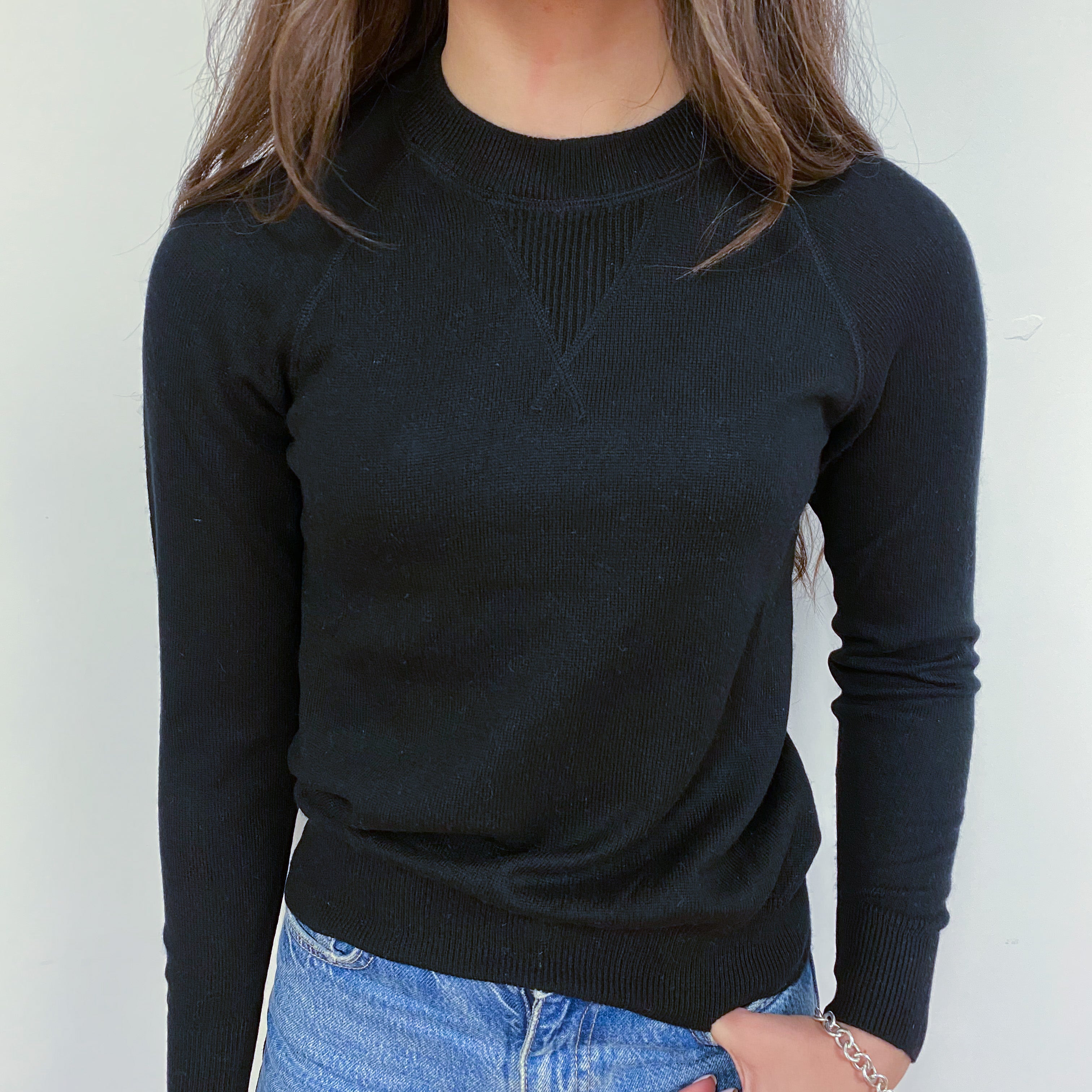 Classic Black Crew Neck Jumper Extra Small