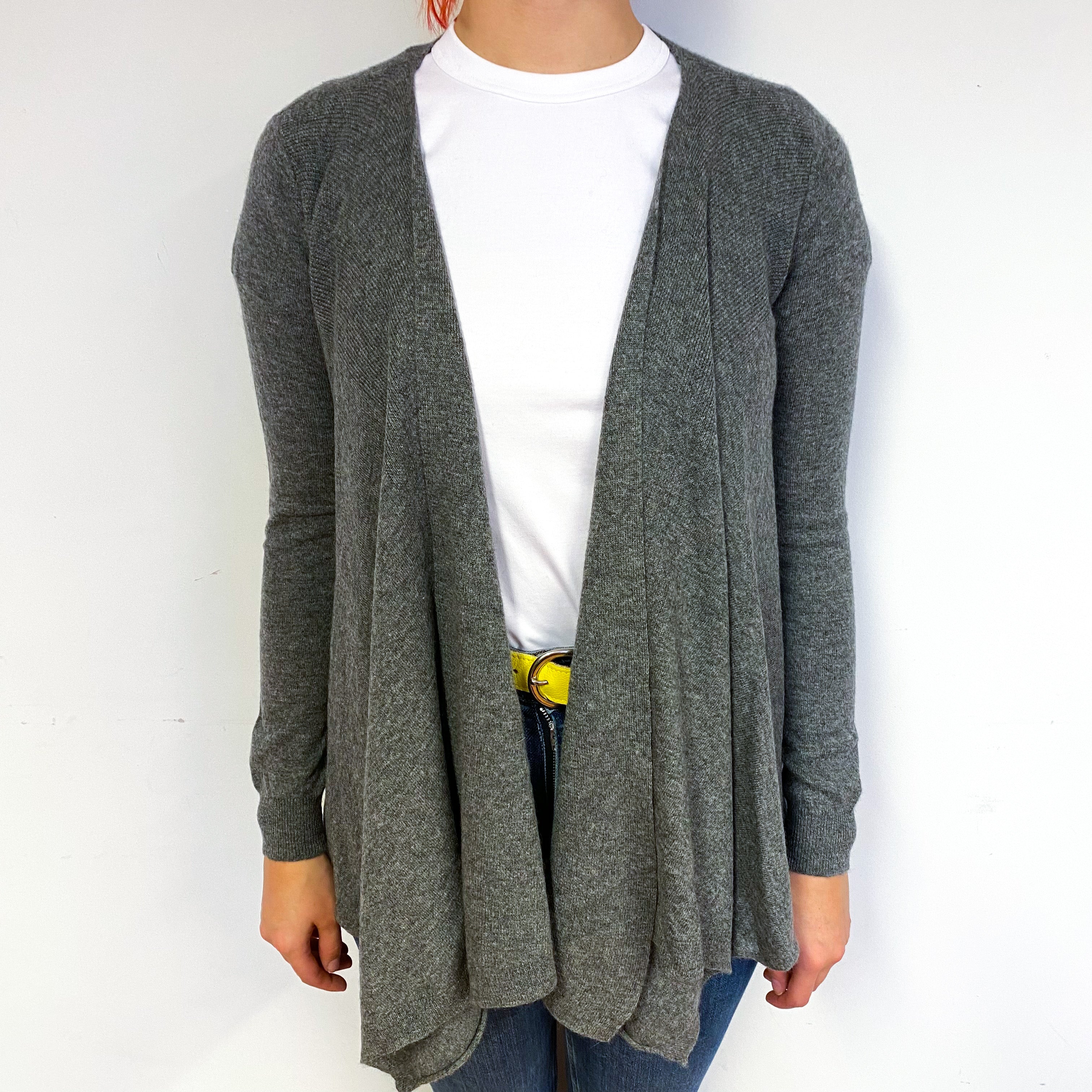 Steel Grey Cashmere Edge to Edge Cardigan Small