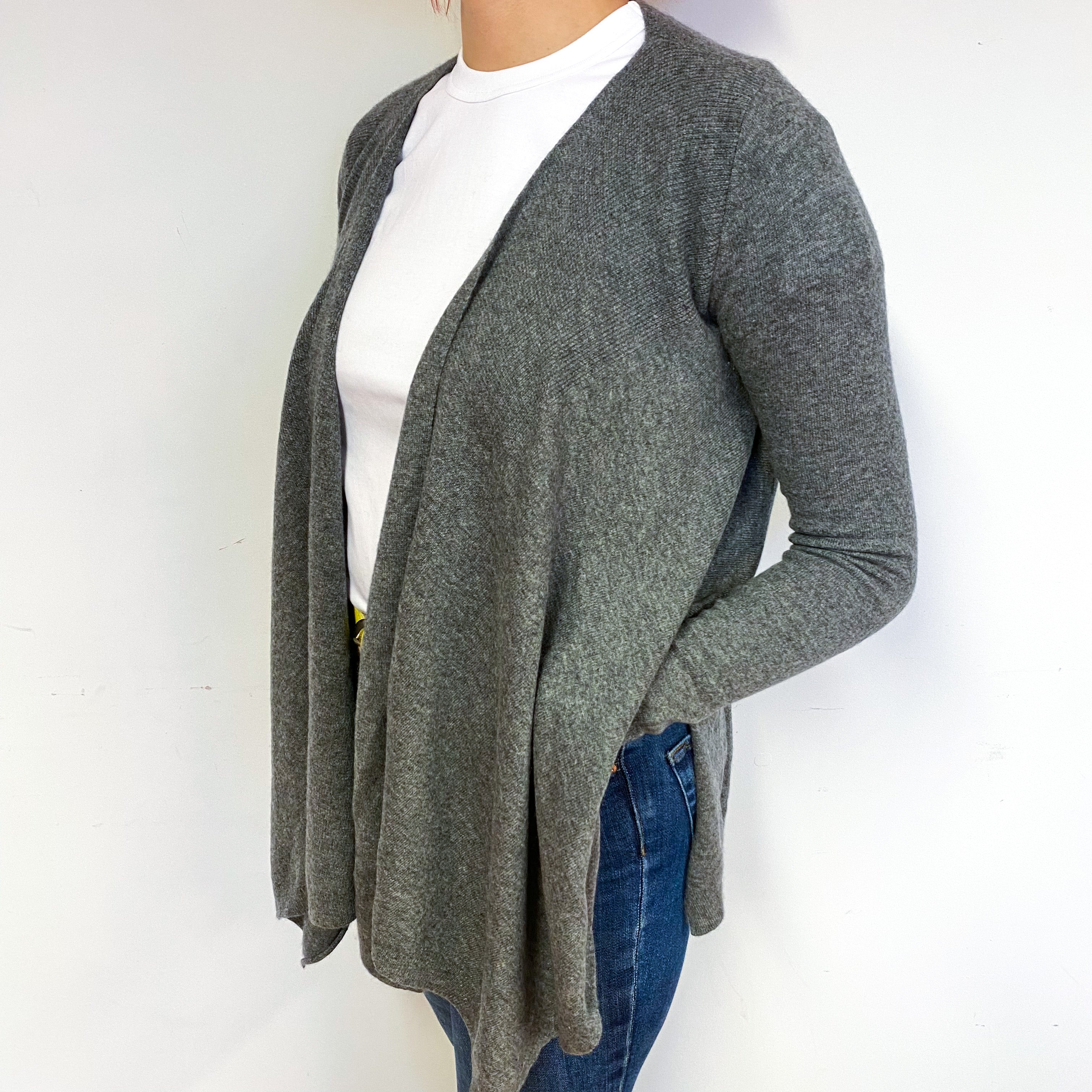 Steel Grey Cashmere Edge to Edge Cardigan Small