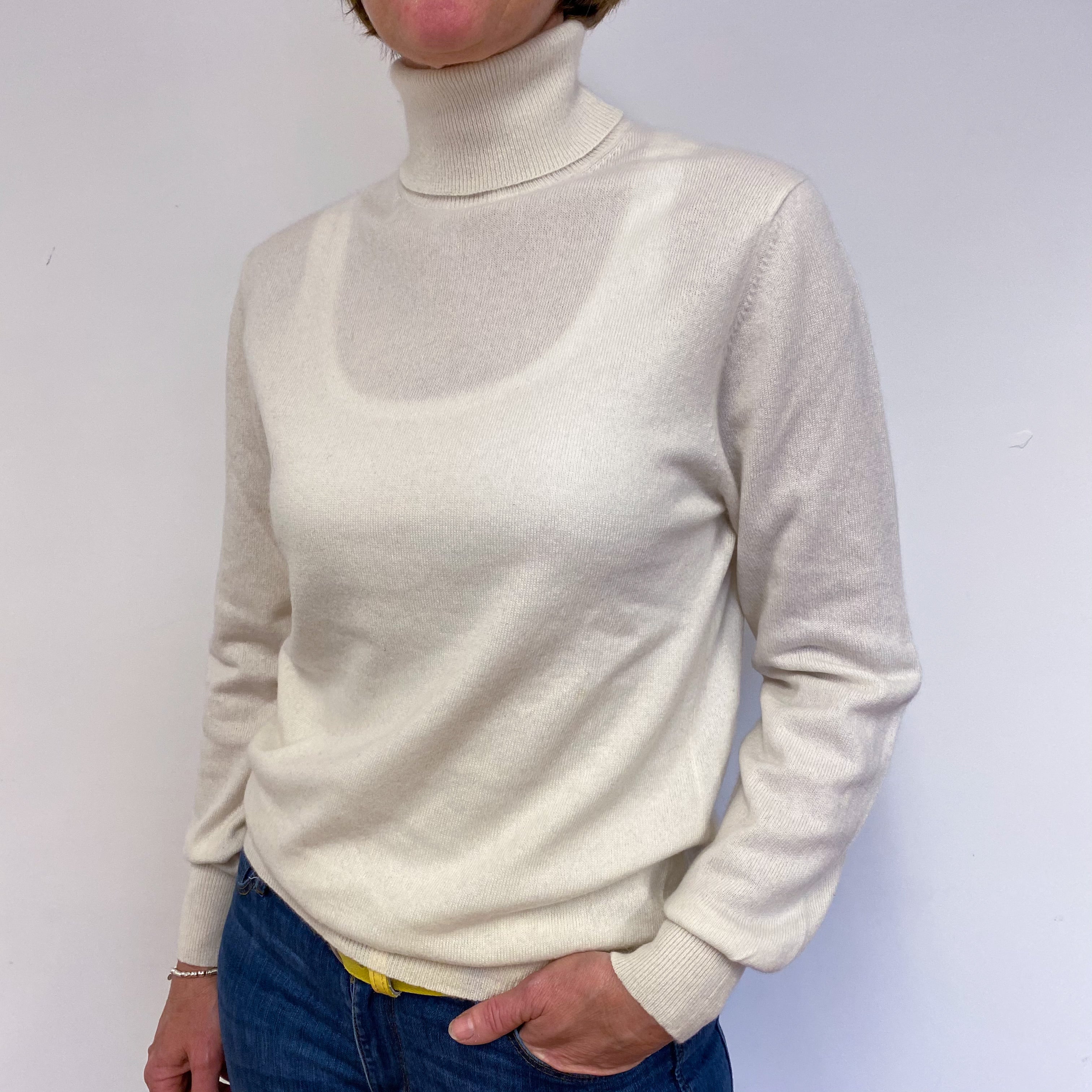 Clotted Cream Polo Neck Jumper Medium