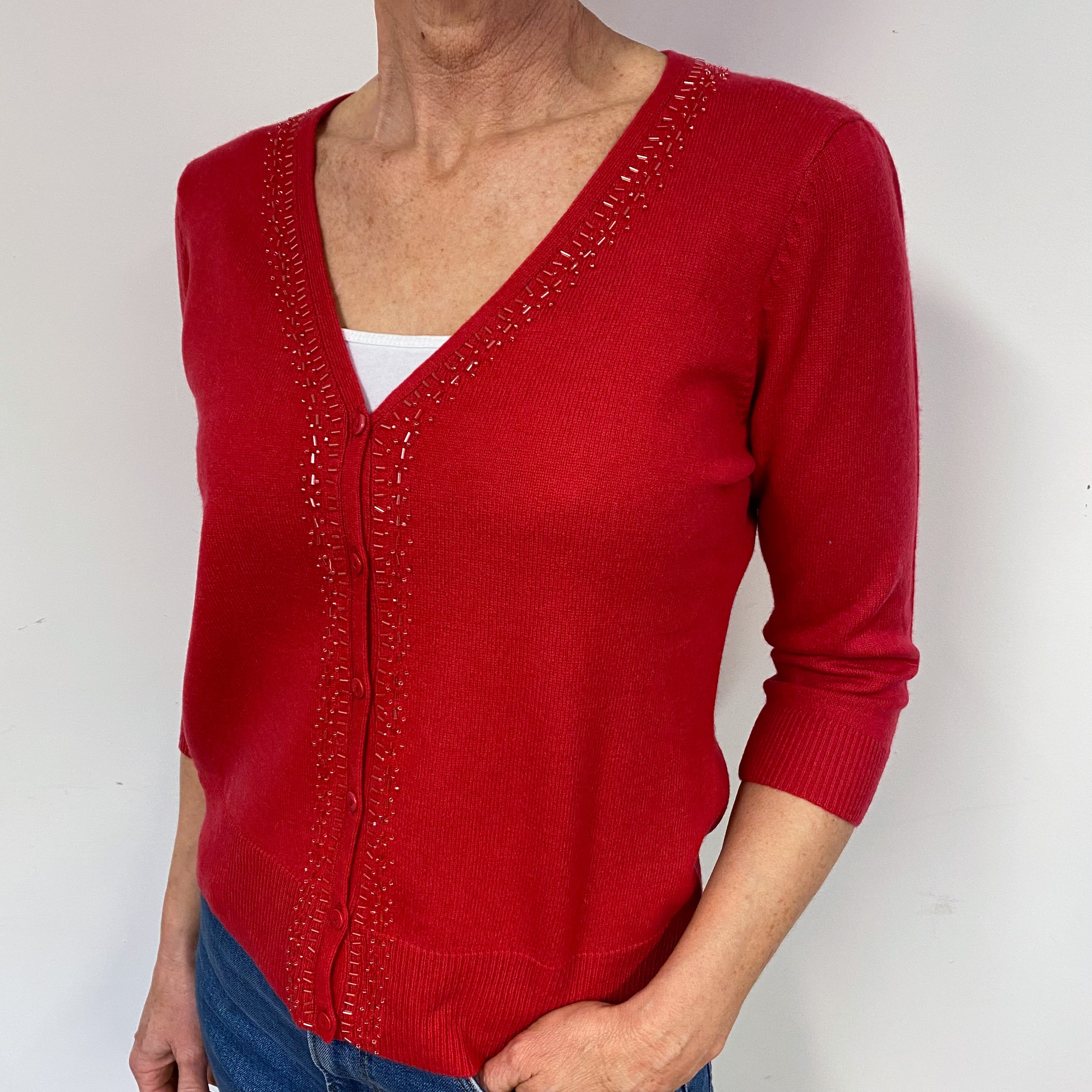 Scarlett Red 3/4 Sleeved Sequin Cardigan Medium