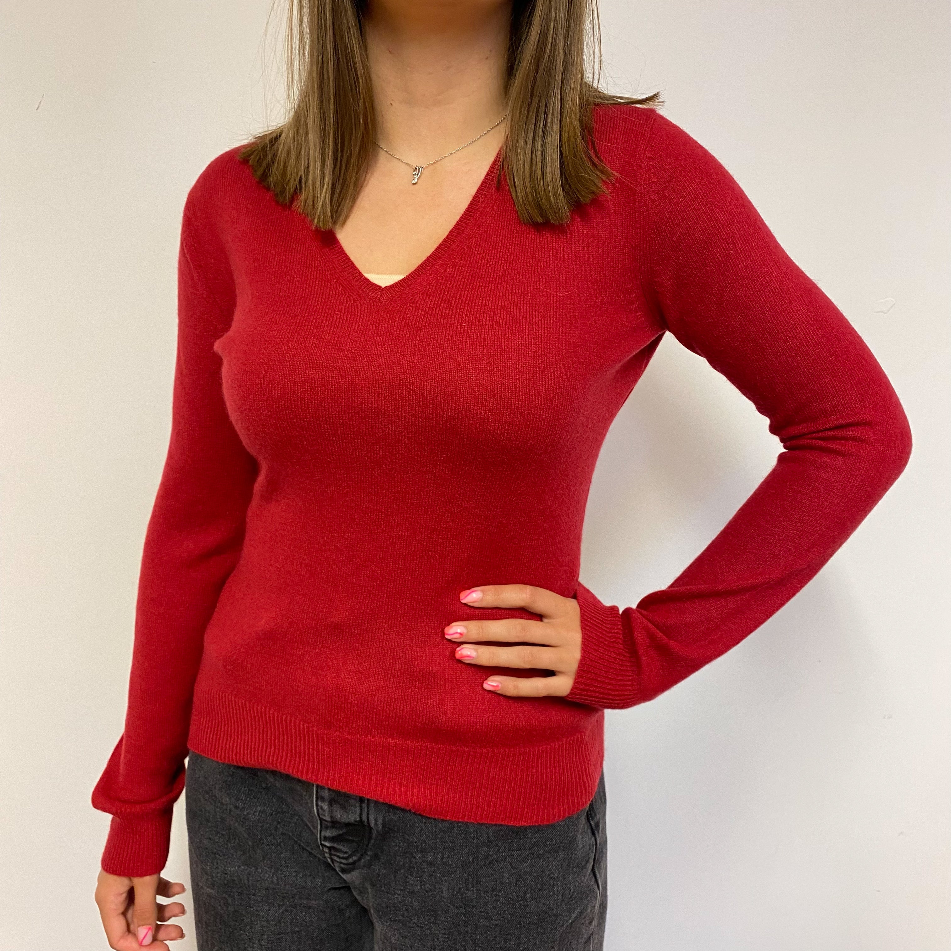 Postie Red V Neck Jumper Small