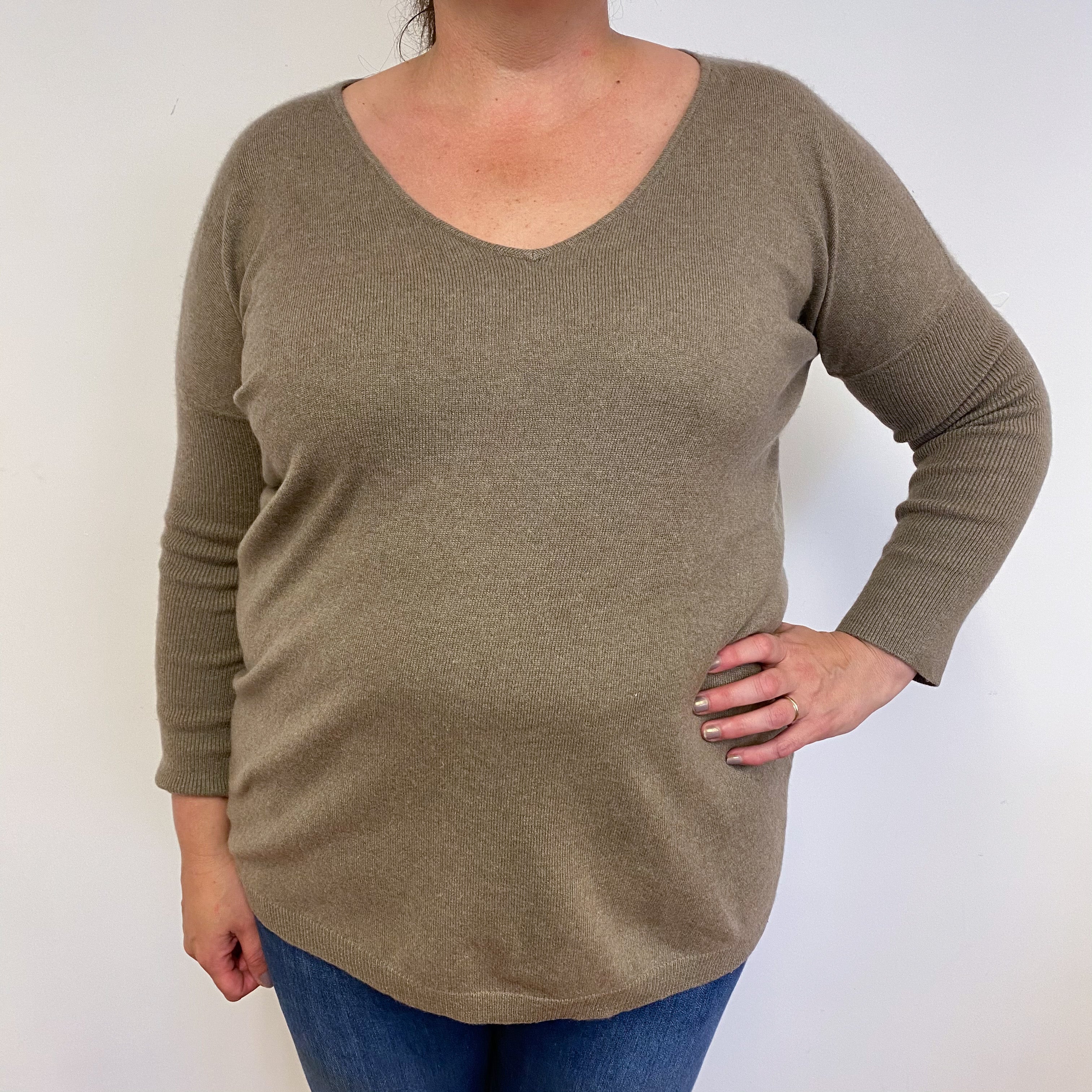 Peanut Brown V Neck Jumper Extra Large