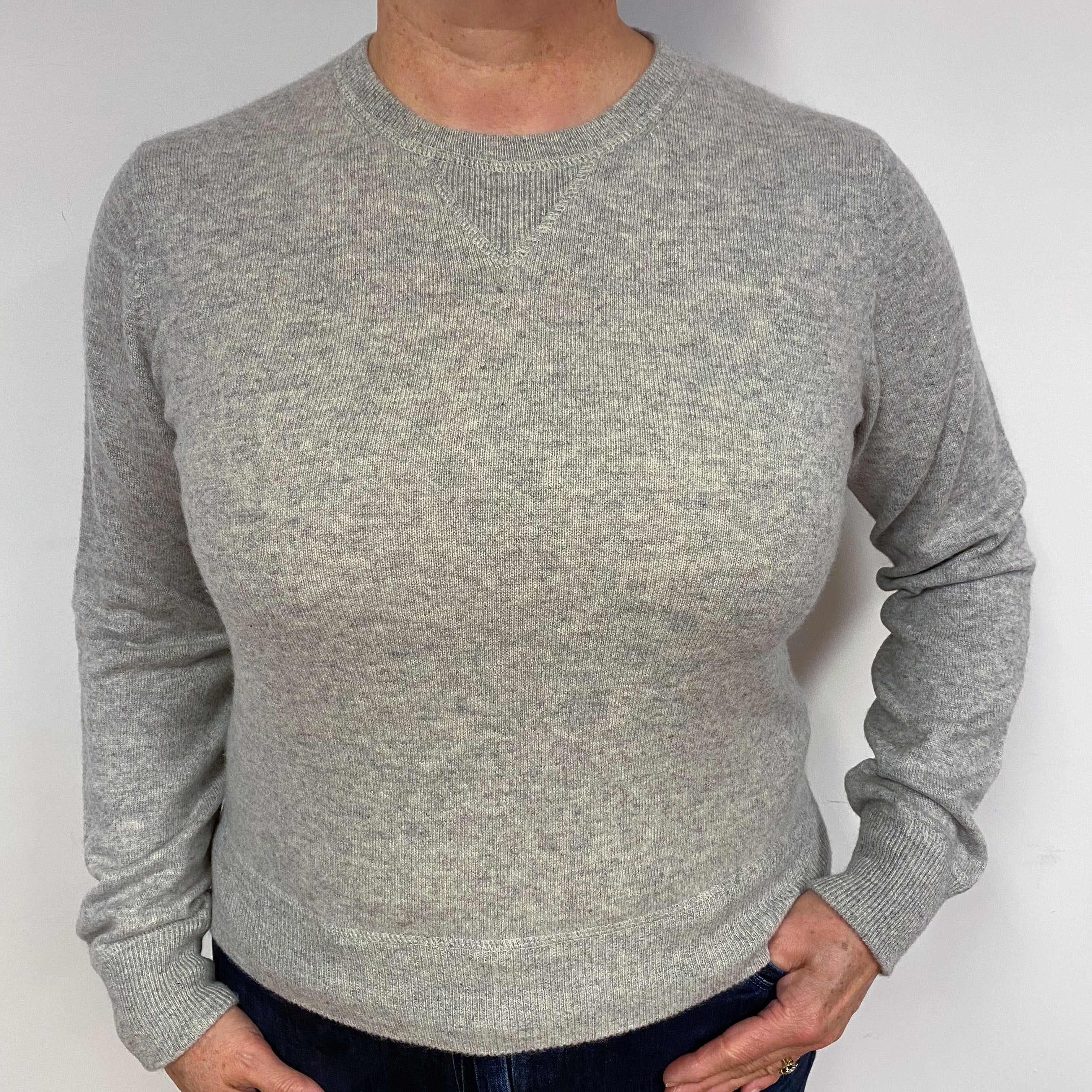 Smoke Grey Cashmere Crew Neck Jumper Large